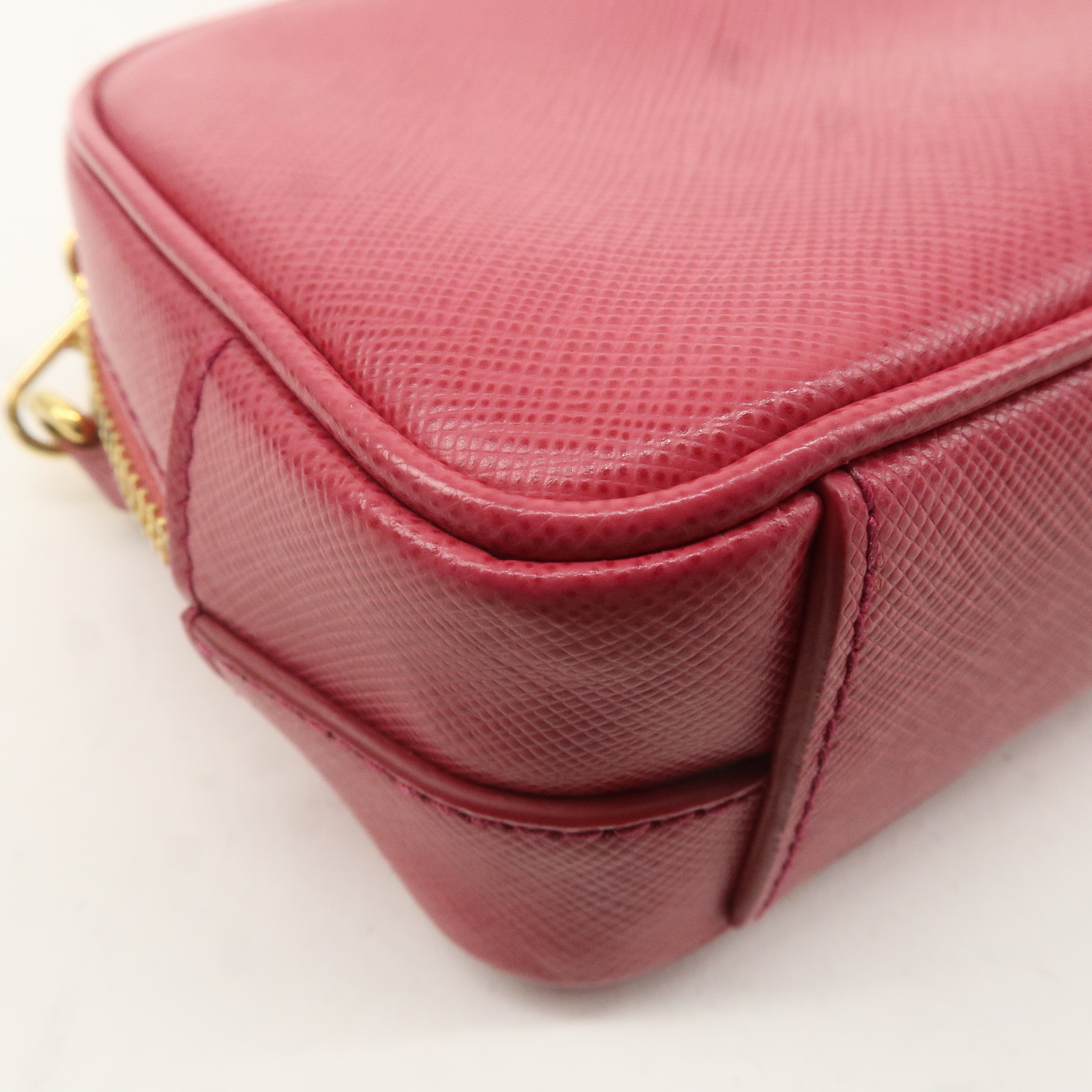 PRADA Logo Leather Crossbody Shoulder Bag Pink 1N1674