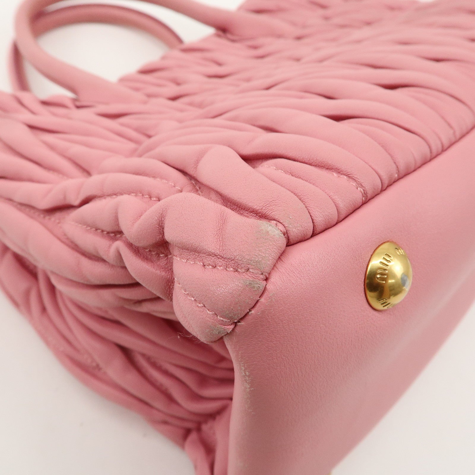 MIU MIU Matelasse Leather 2Way Shoulder Hand Bag Pink RN1069