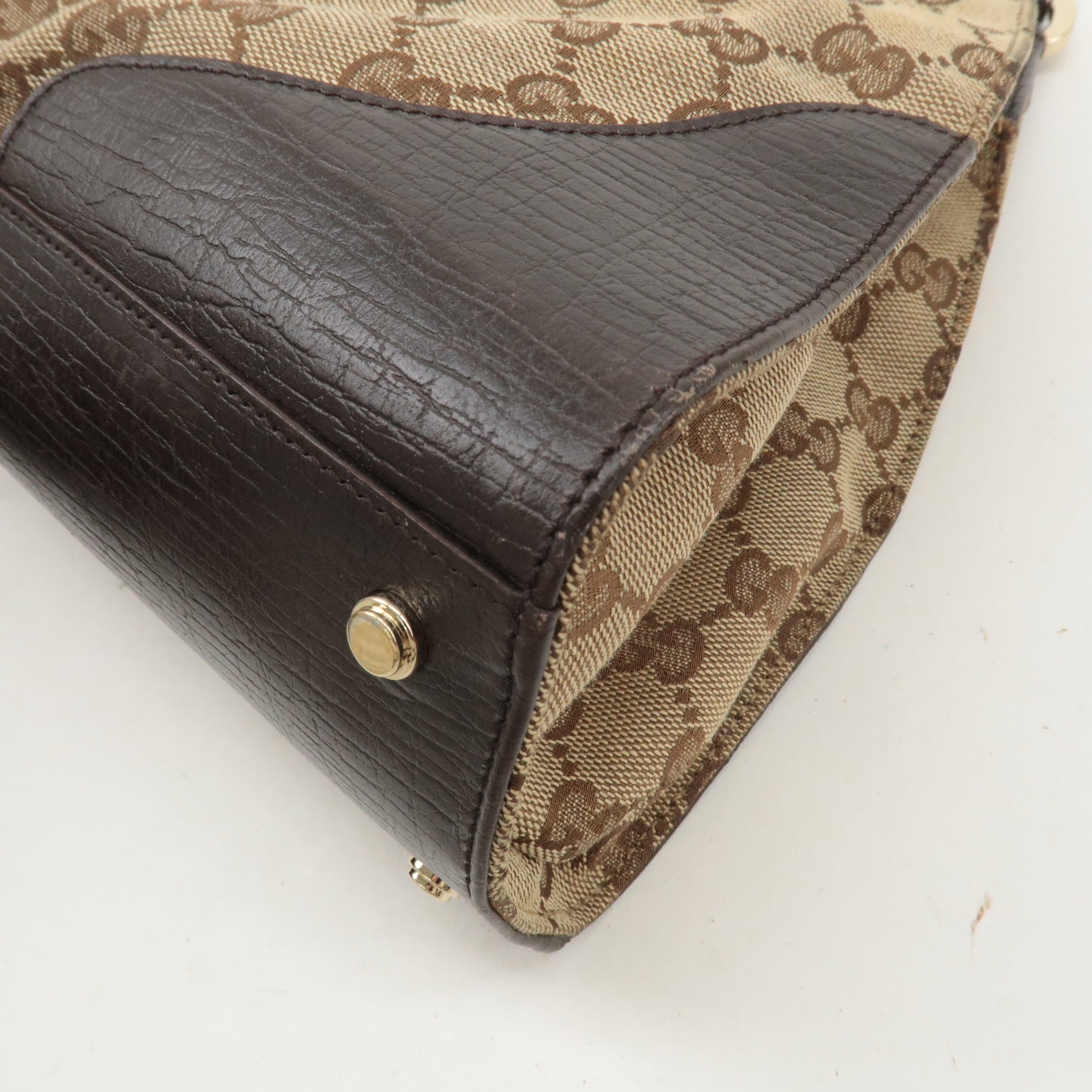 GUCCI Sherry GG Canvas Leather Shoulder Bag Beige Brown 130995