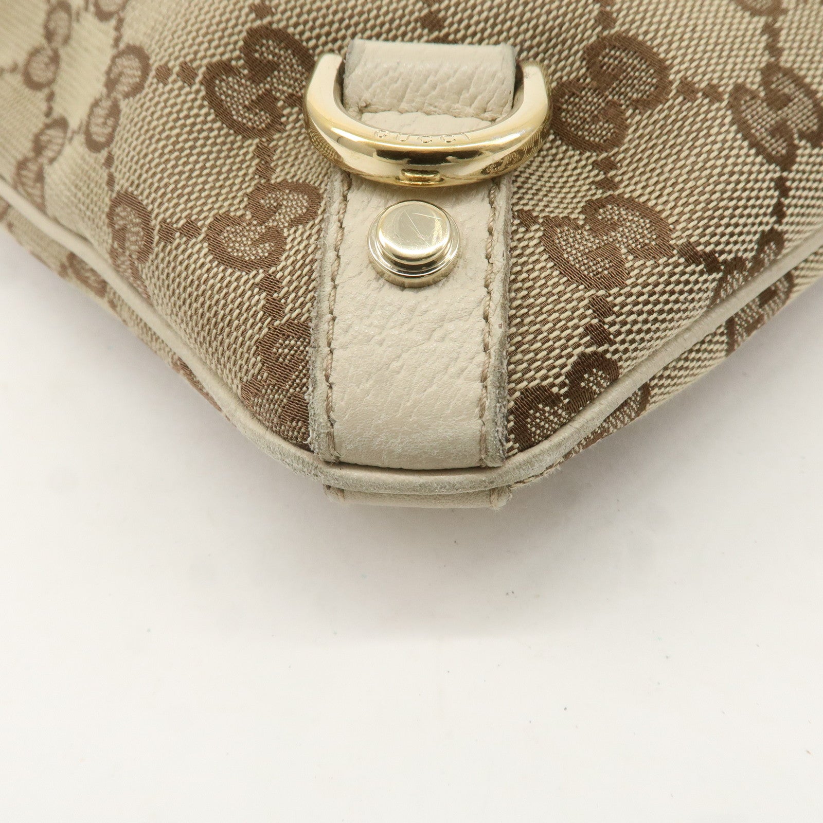 GUCCI Abbey GG Canvas Leather Shoulder Bag Beige Ivory 131326