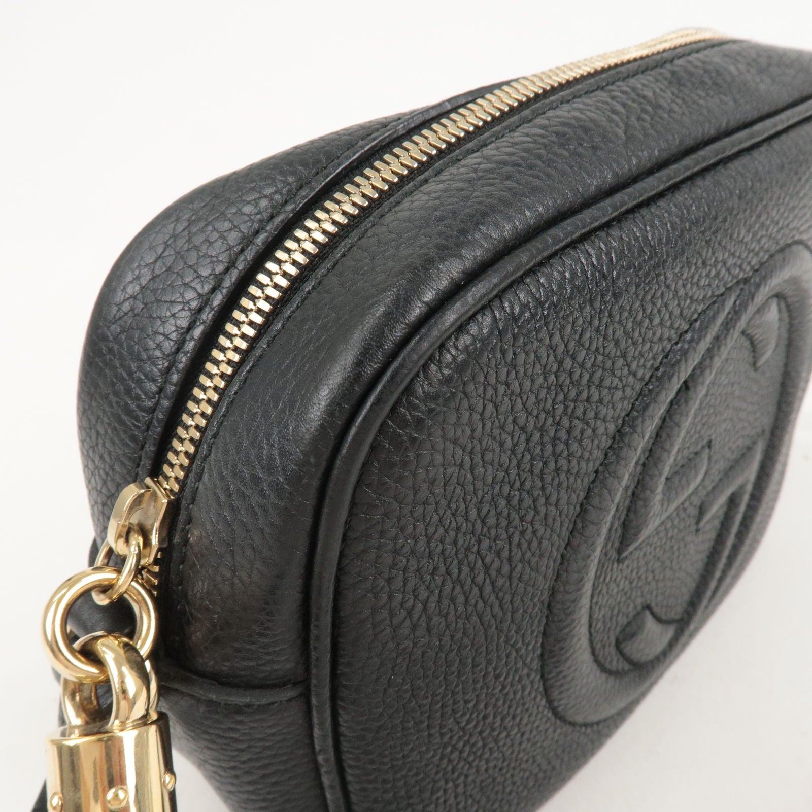 GUCCI SOHO Small Disco Leather Shoulder Bag Black 308364