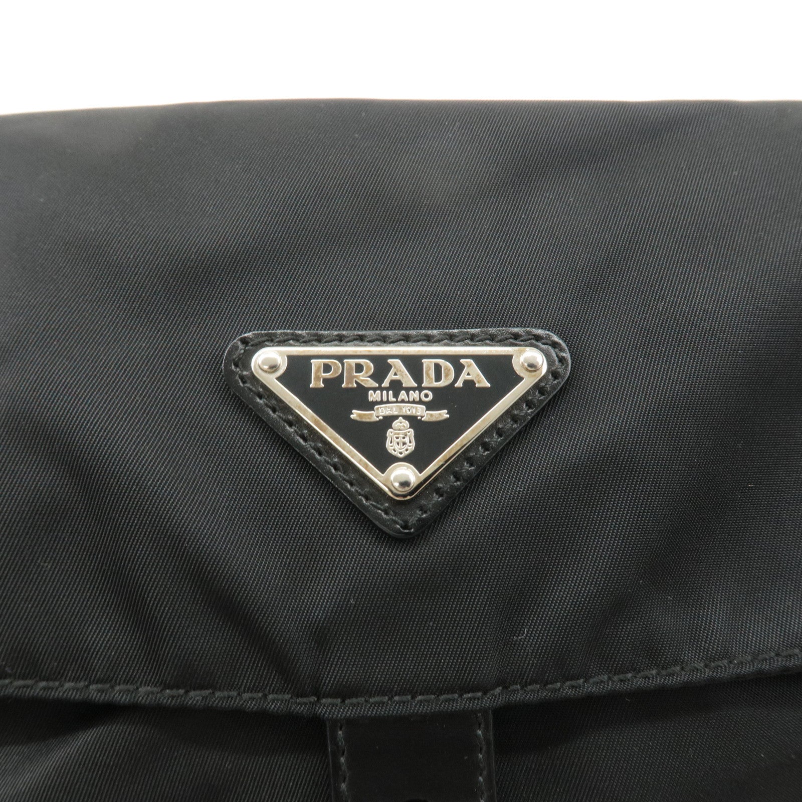 PRADA Logo Nylon Leather Shoulder Bag Crossbody Bag Black BT0501