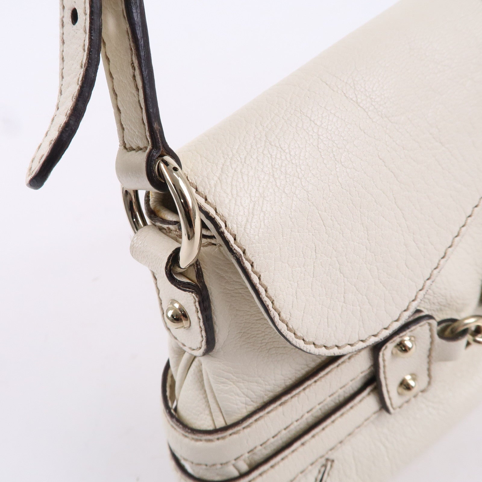 GUCCI Horsebit GG Leather Shoulder Bag Hand Bag White 159402