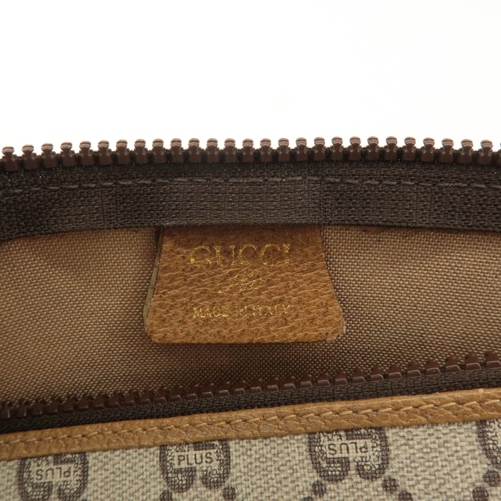 GUCCI Set of 2 GG Plus Leather Clutch Bag Pouch Beige Brown