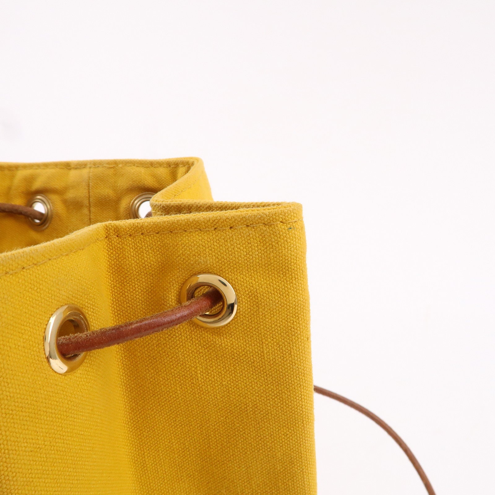 HERMES Canvas Leather Porochon Mimil PM Shoulder Bag Yellow