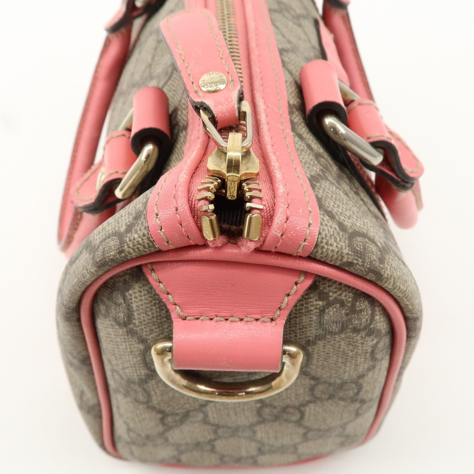 GUCCI GG Supreme Leather Boston Bag Shoulder Bag Pink 193604