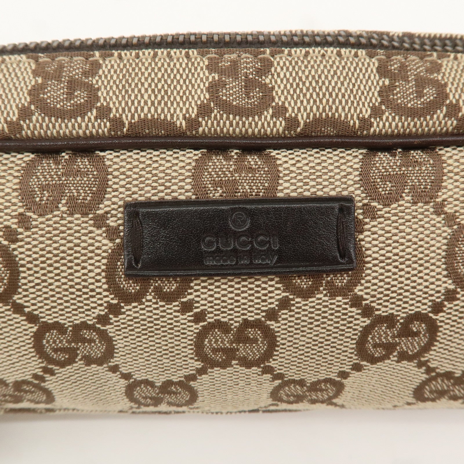 GUCCI GG Canvas Leather Pouch Beige Brown 106648 Used F/