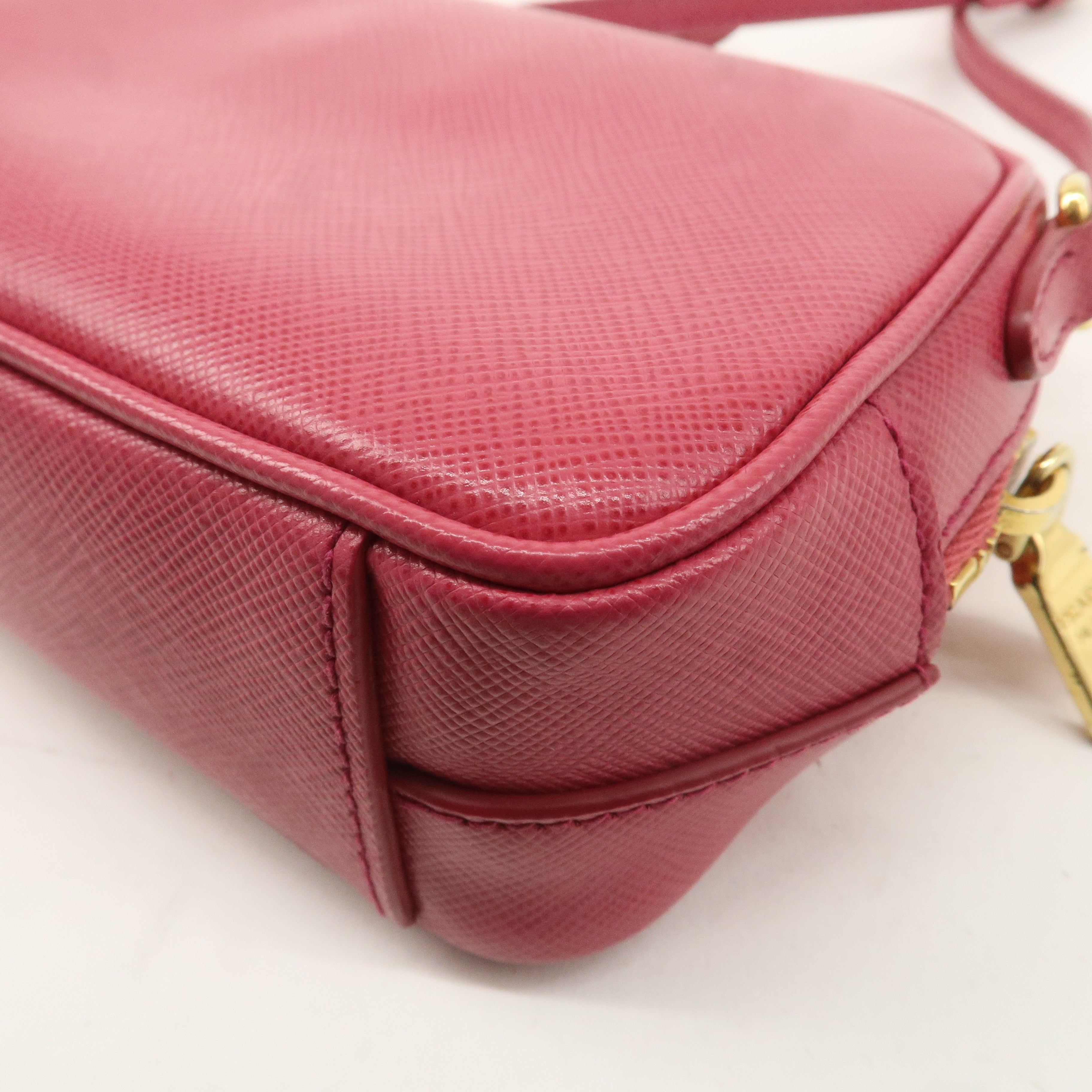 PRADA Logo Leather Crossbody Shoulder Bag Pink 1N1674