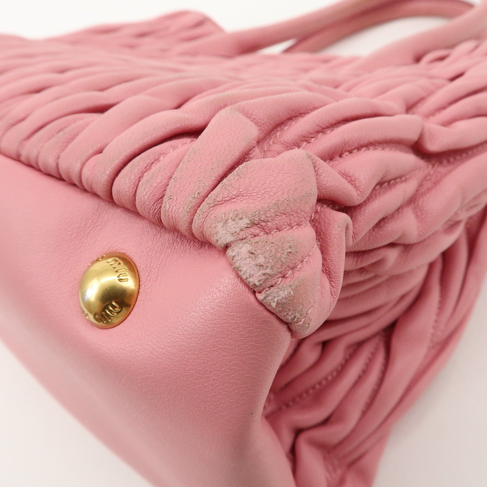 MIU MIU Matelasse Leather 2Way Shoulder Hand Bag Pink RN1069