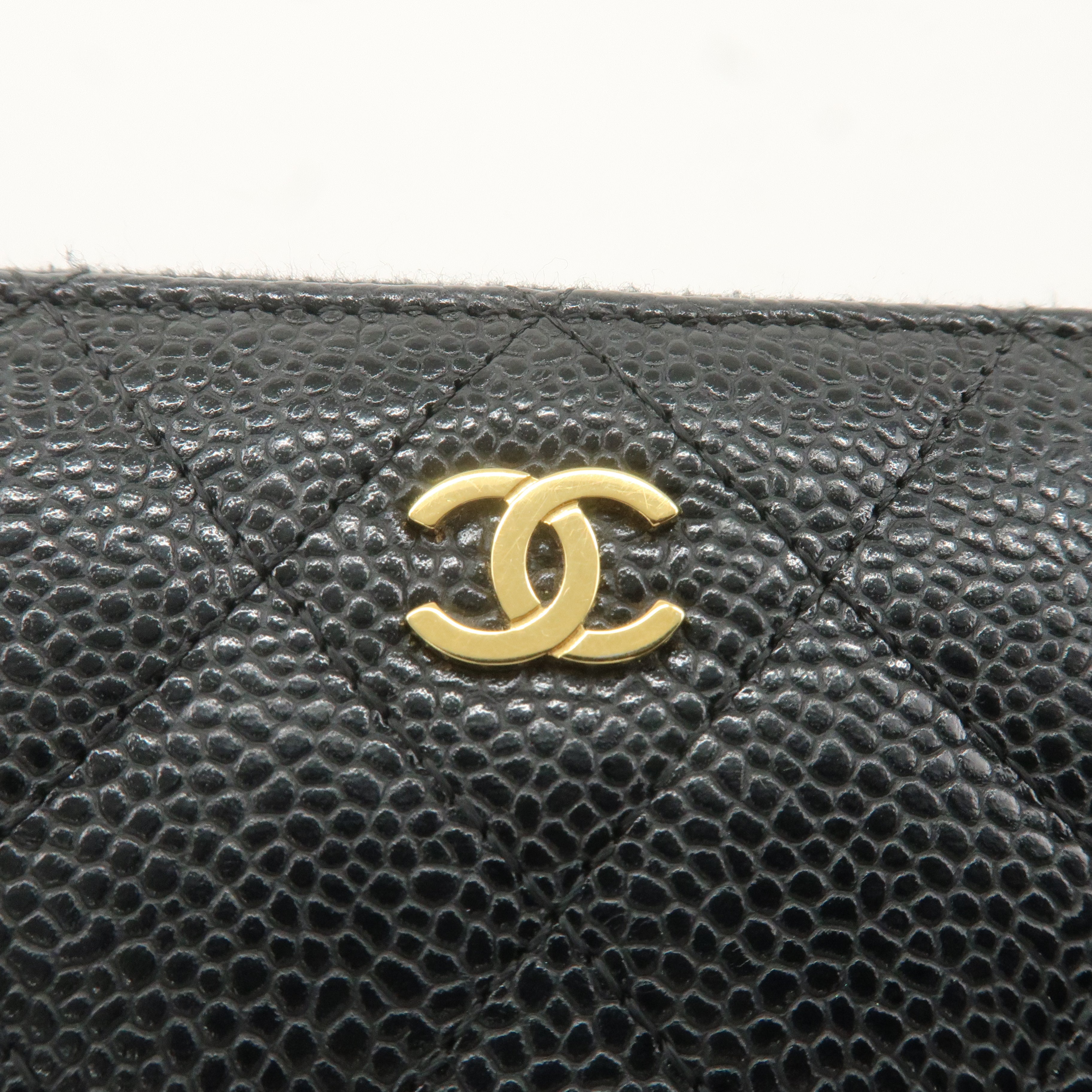 CHANEL Caviar Skin Coco Mark Matelasse Long Wallet Black A50097