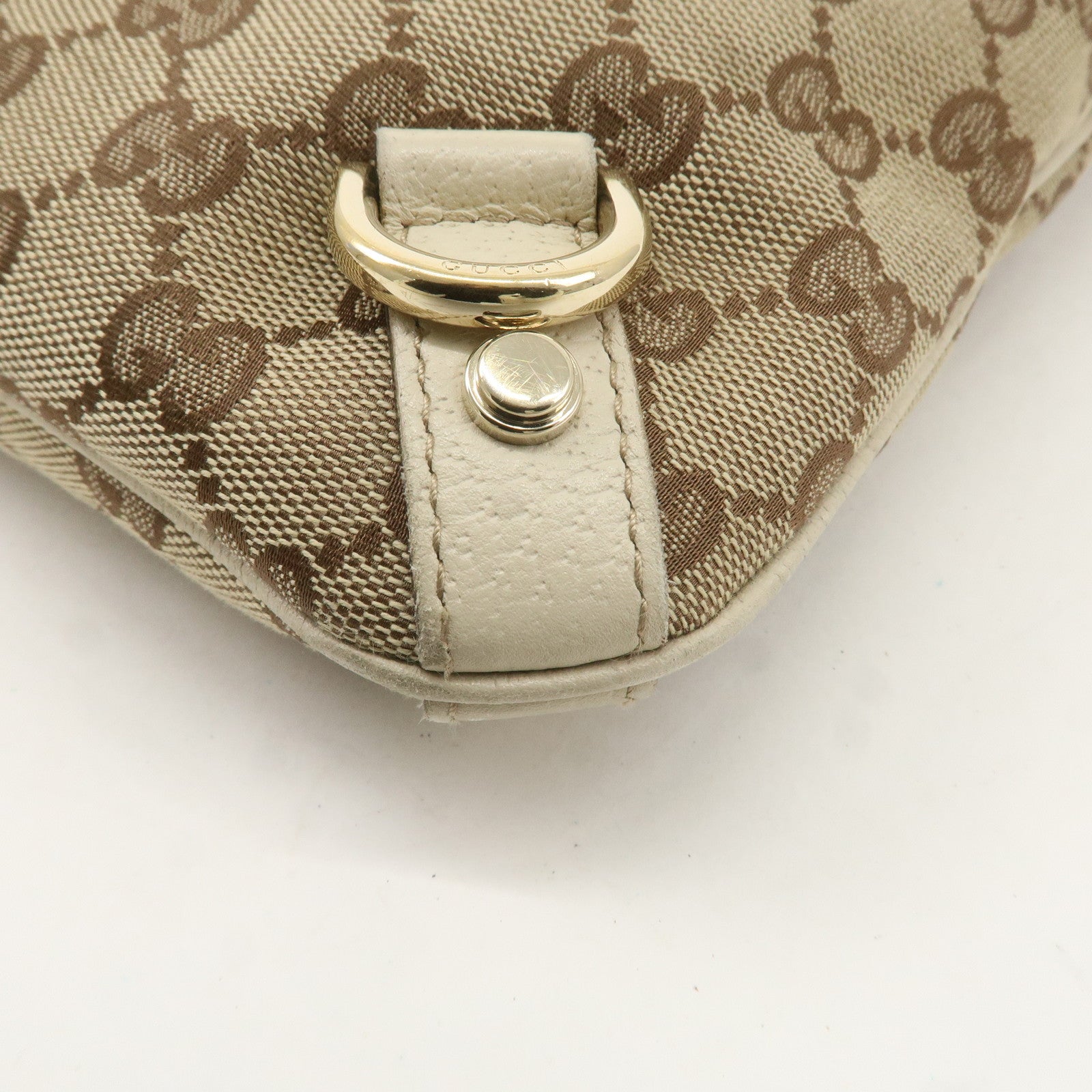 GUCCI Abbey GG Canvas Leather Shoulder Bag Beige Ivory 131326