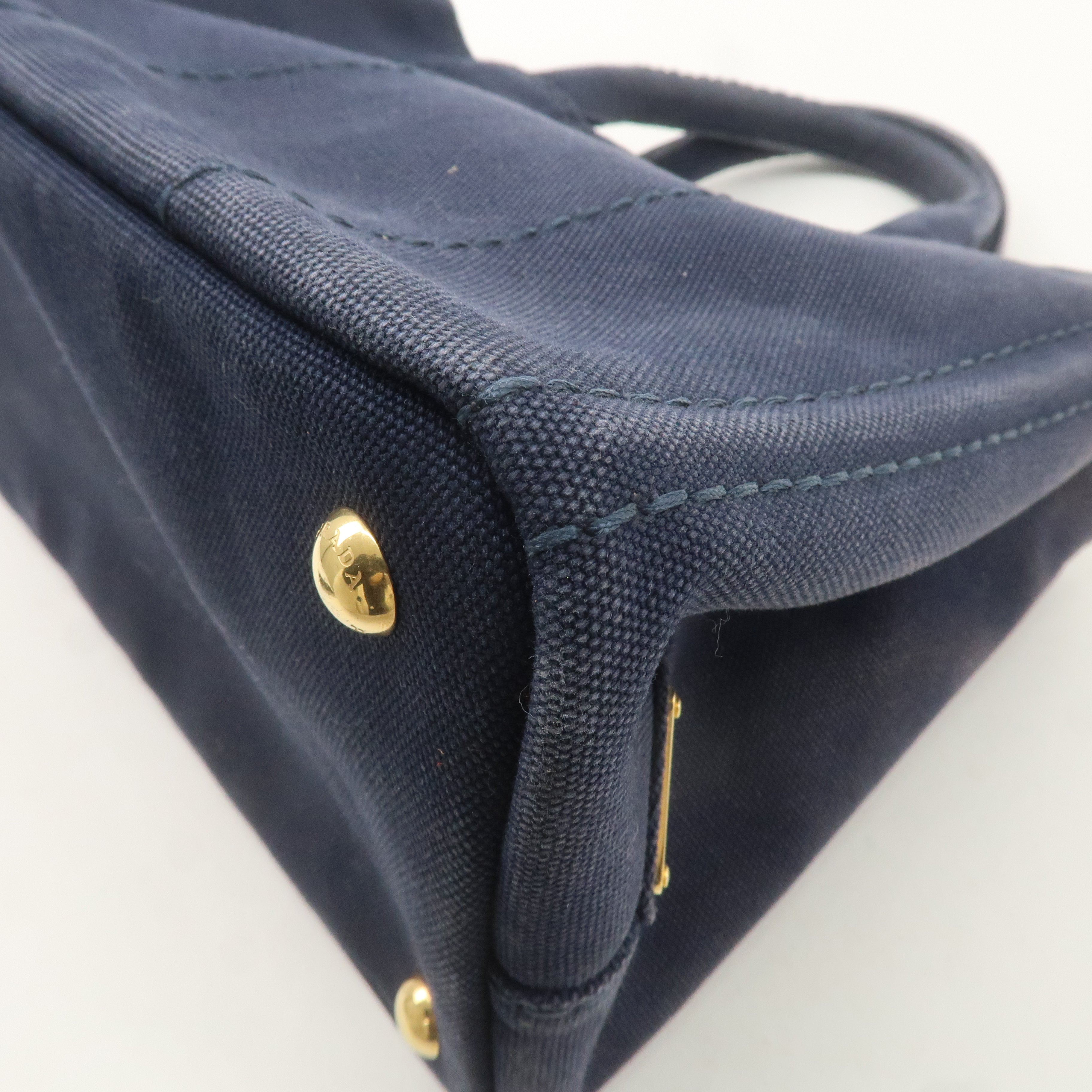 PRADA Canapa Mini Canvas 2Way Bag Hand Bag Navy 1BG439