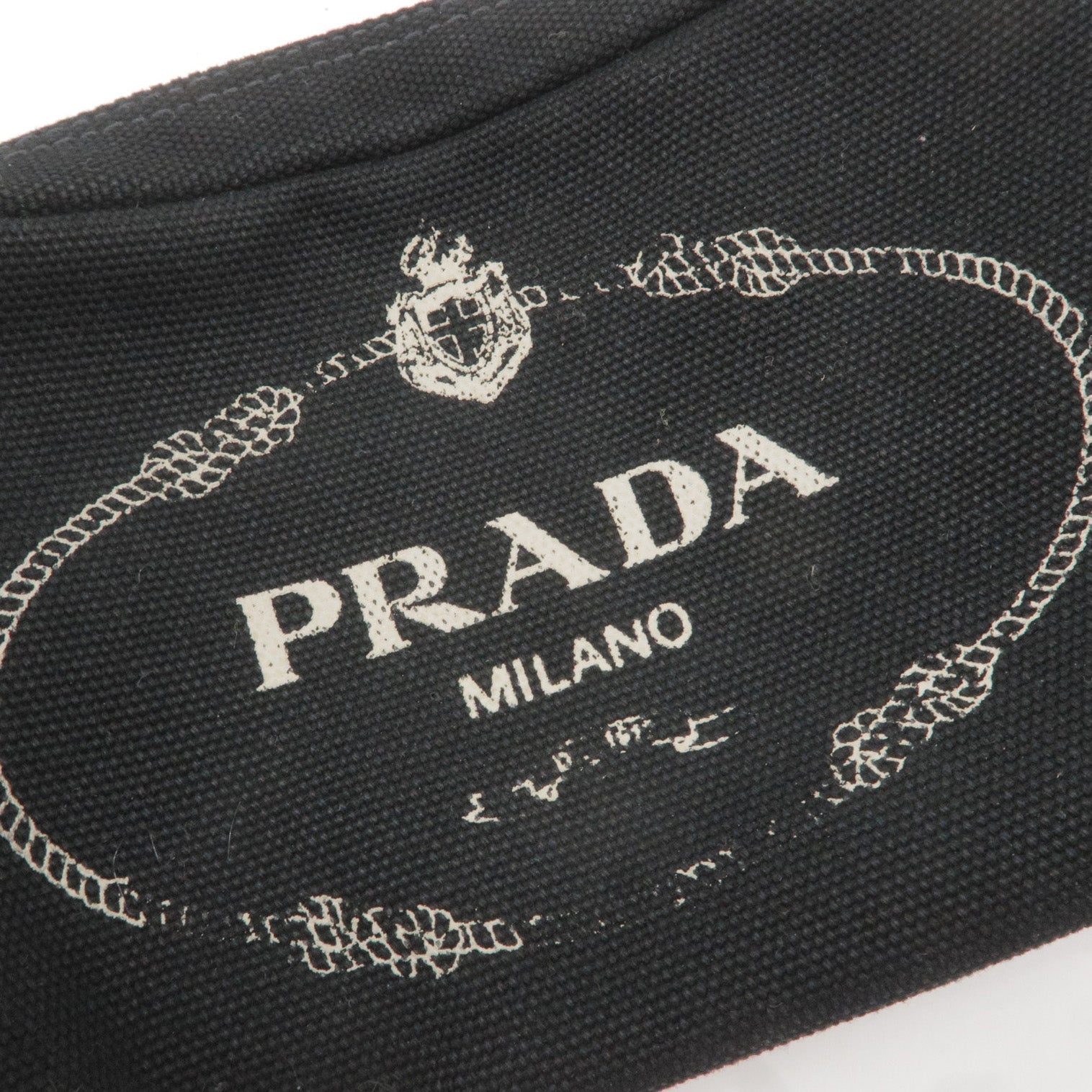 PRADA Logo Canvas Leather Canapa Mini Pouch Black 1NA021