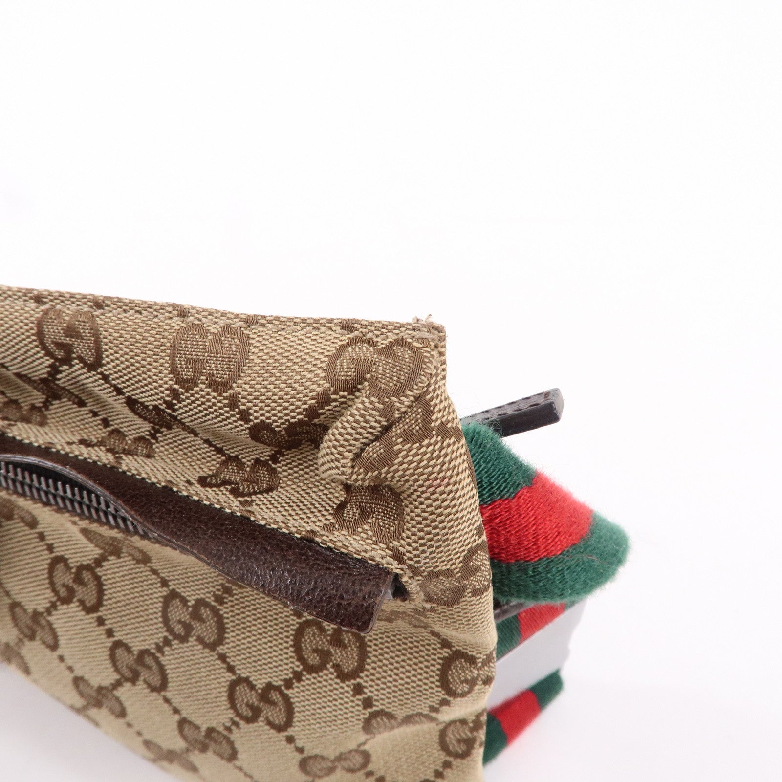 GUCCI Sherry GG Canvas Leather Waist Bag Beige Brown 28566