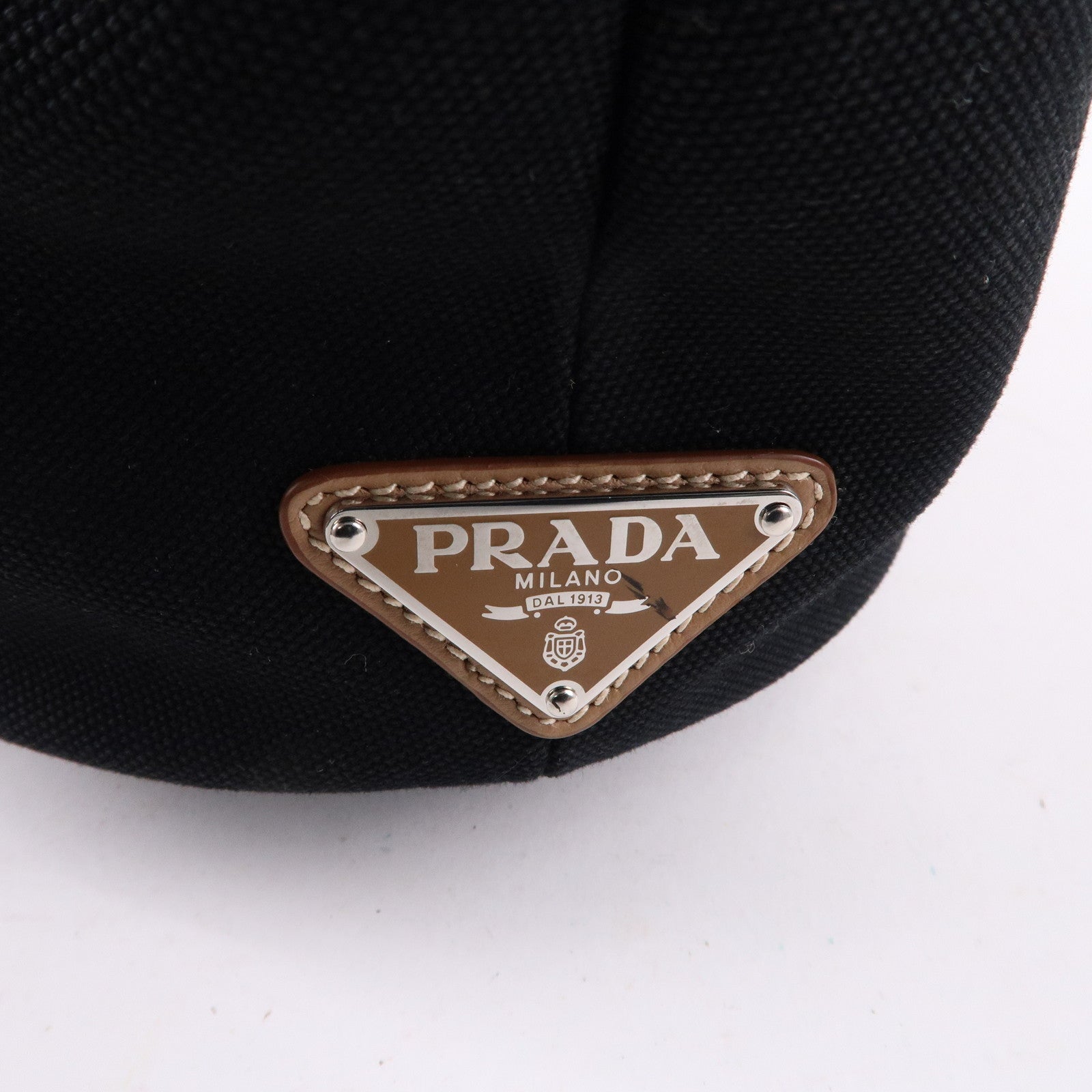 PRADA Logo Canapa Canvas Leather 2Way Bag Tote Bag Black 1BG163