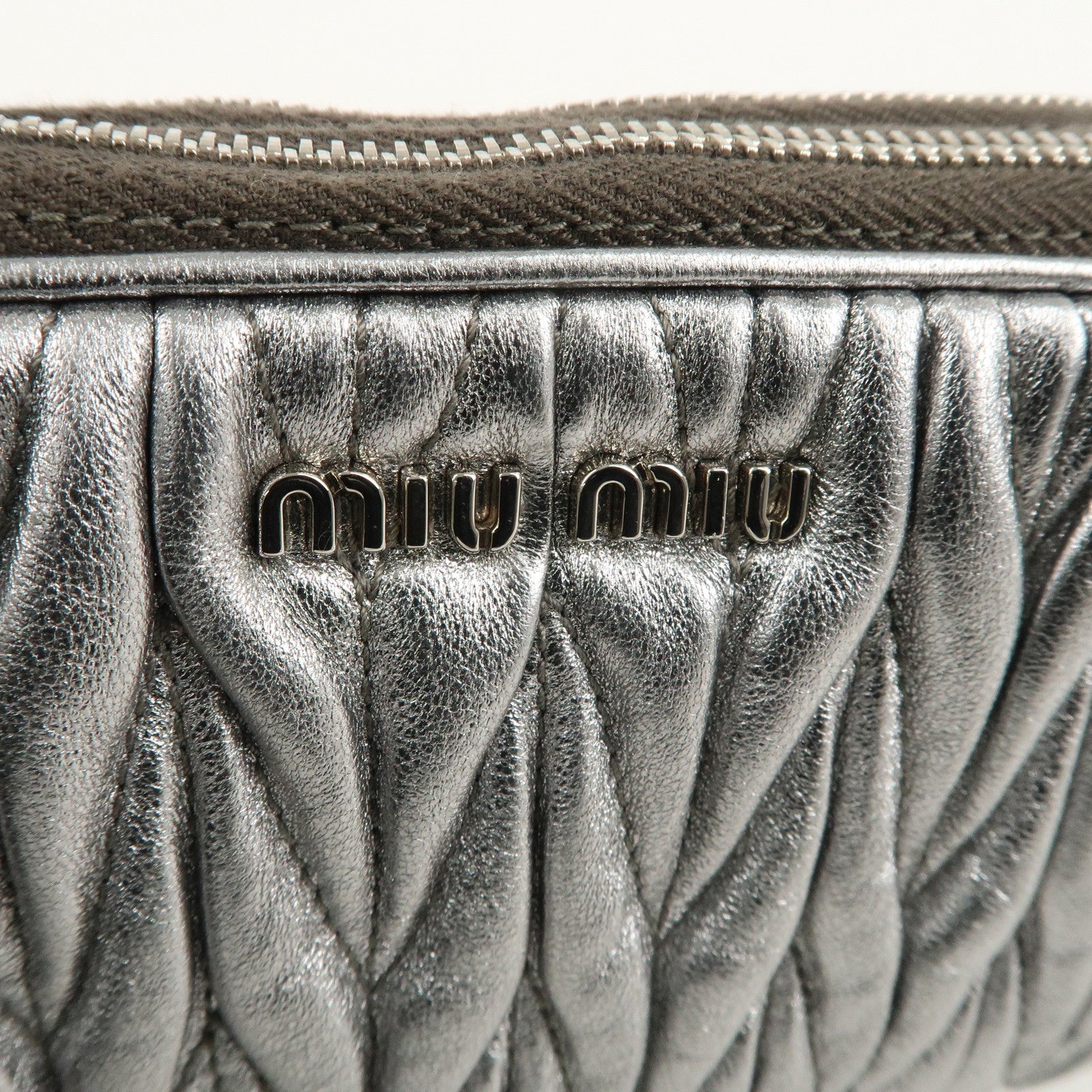 Miu Miu Matelasse Leather Mini Bag Accessory Small Pouch Silver