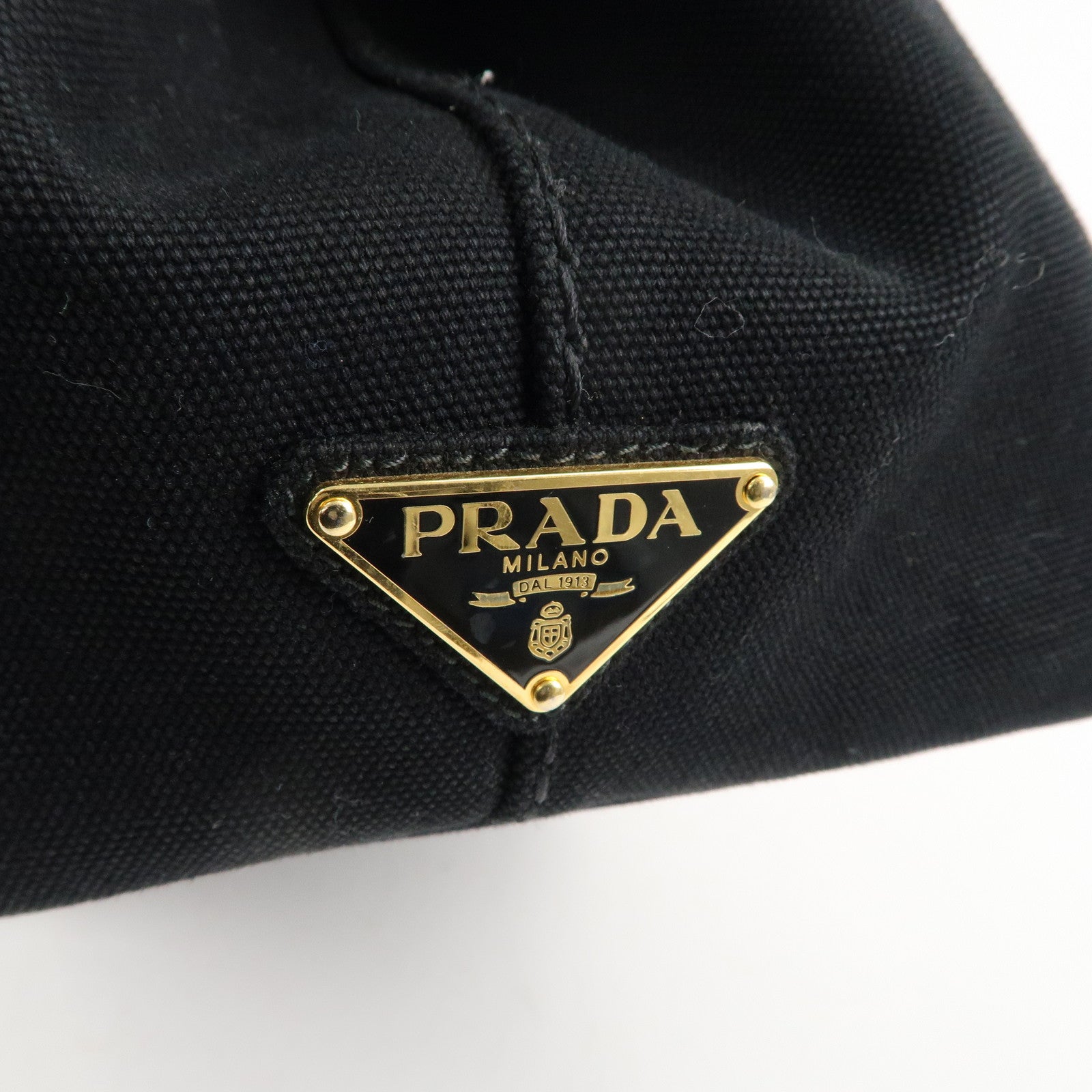 PRADA Logo Canapa Canvas 2way Hand Bag Black 1BG642