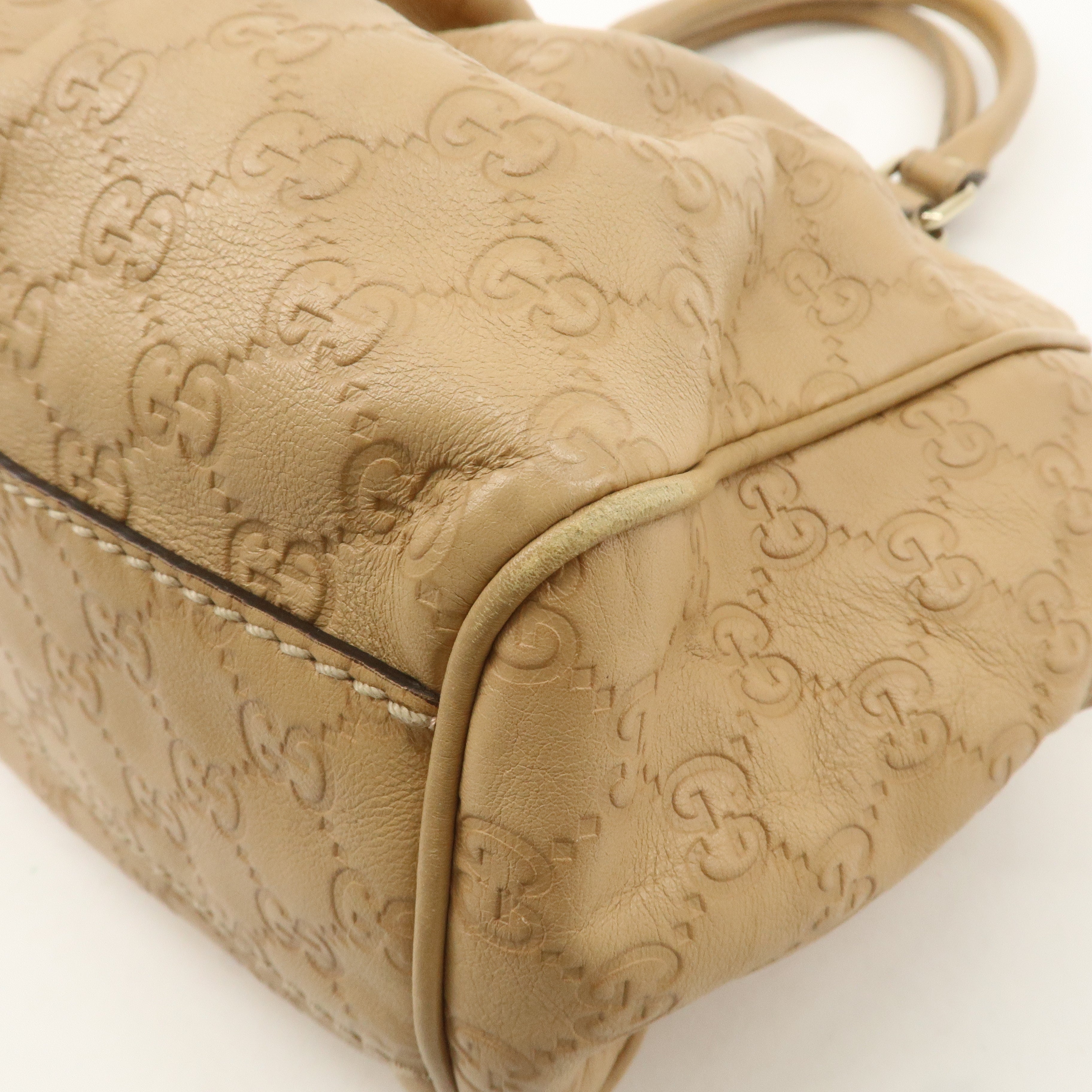 GUCCI Guccissima Leather Hand Bag Beige 211944