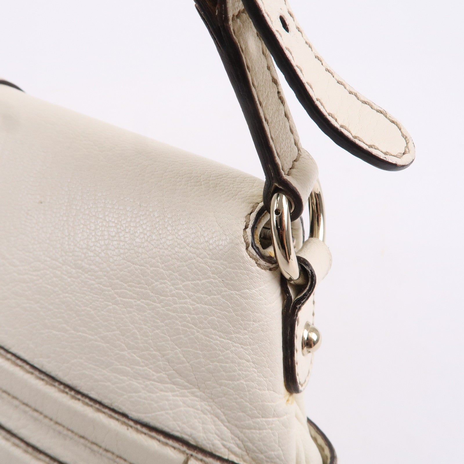 GUCCI Horsebit GG Leather Shoulder Bag Hand Bag White 159402