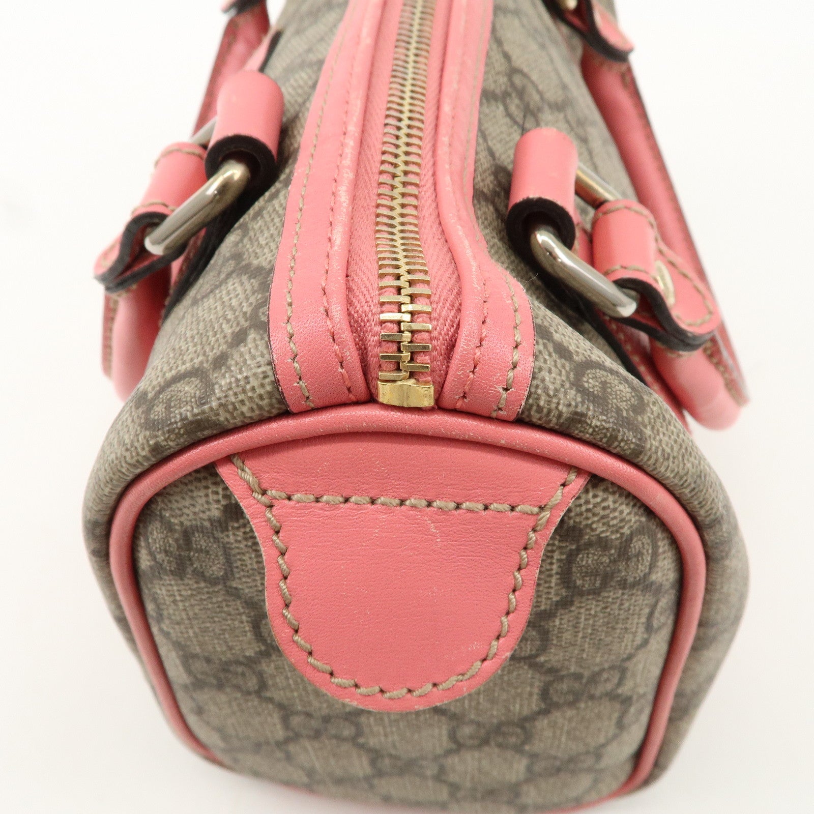 GUCCI GG Supreme Leather Boston Bag Shoulder Bag Pink 193604