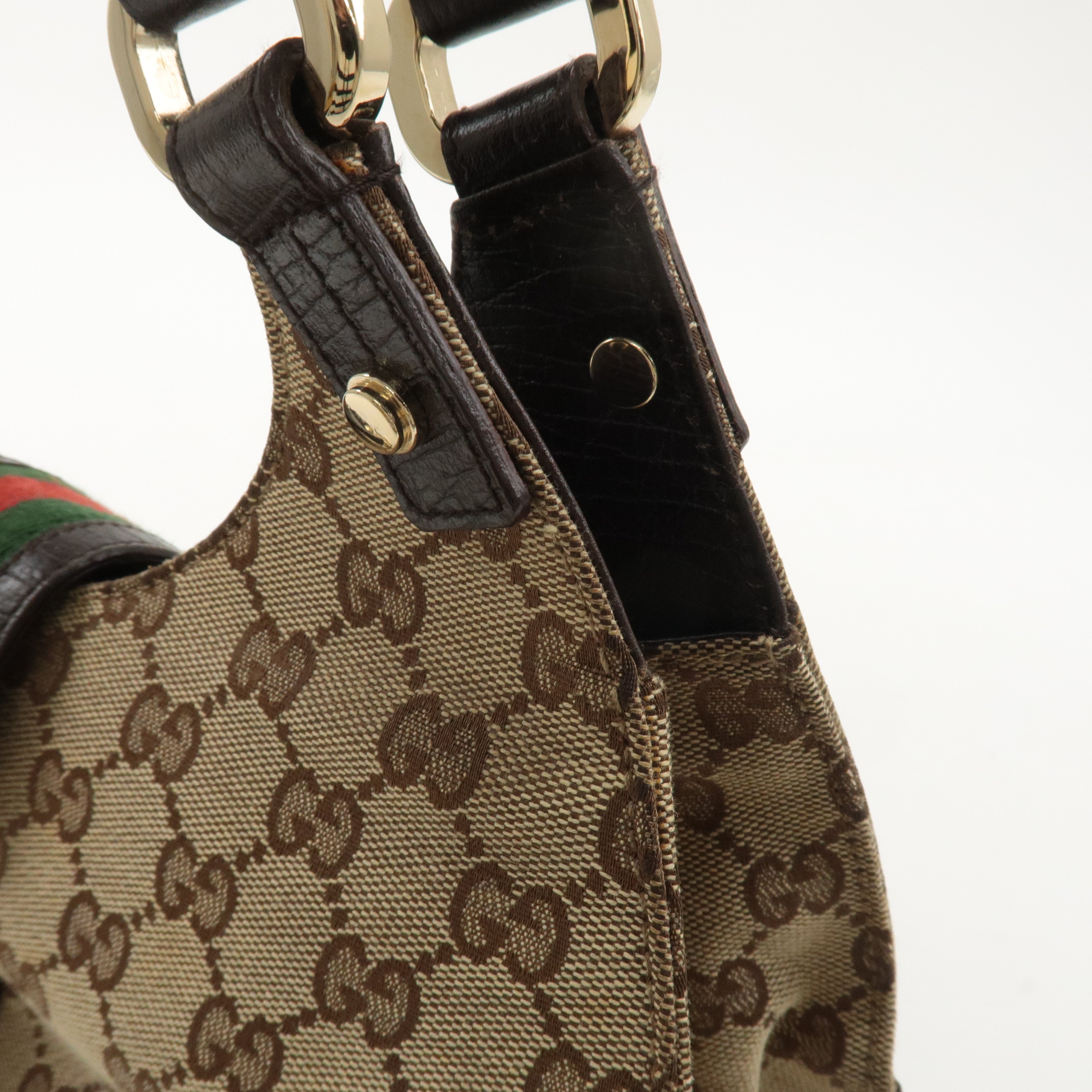 GUCCI Sherry GG Canvas Leather Shoulder Bag Beige Brown 130995