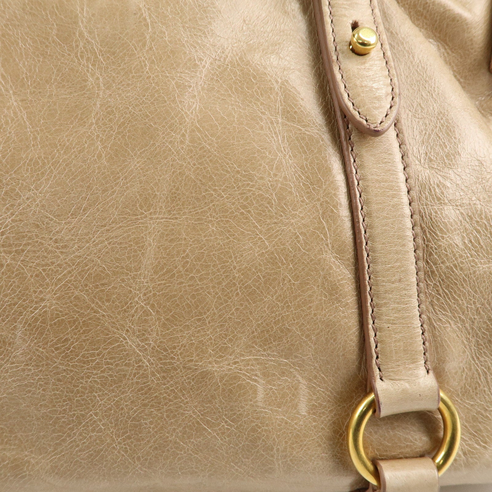 MIU MIU Leather 2Way Bag Hand Bag Shoulder Bag Beige