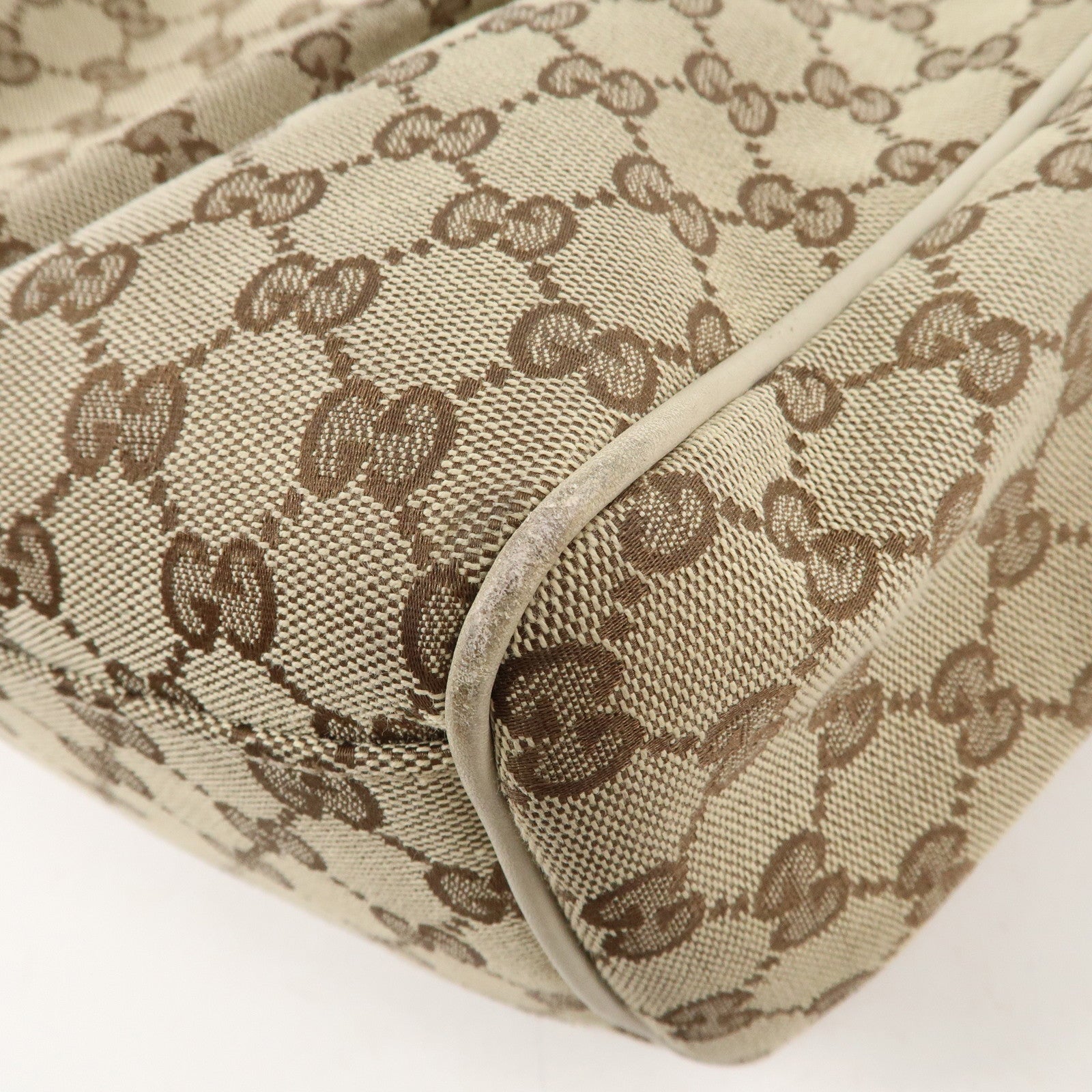 GUCCI Sukey GG Canvas Leather Hand Bag Beige Ivory 211944