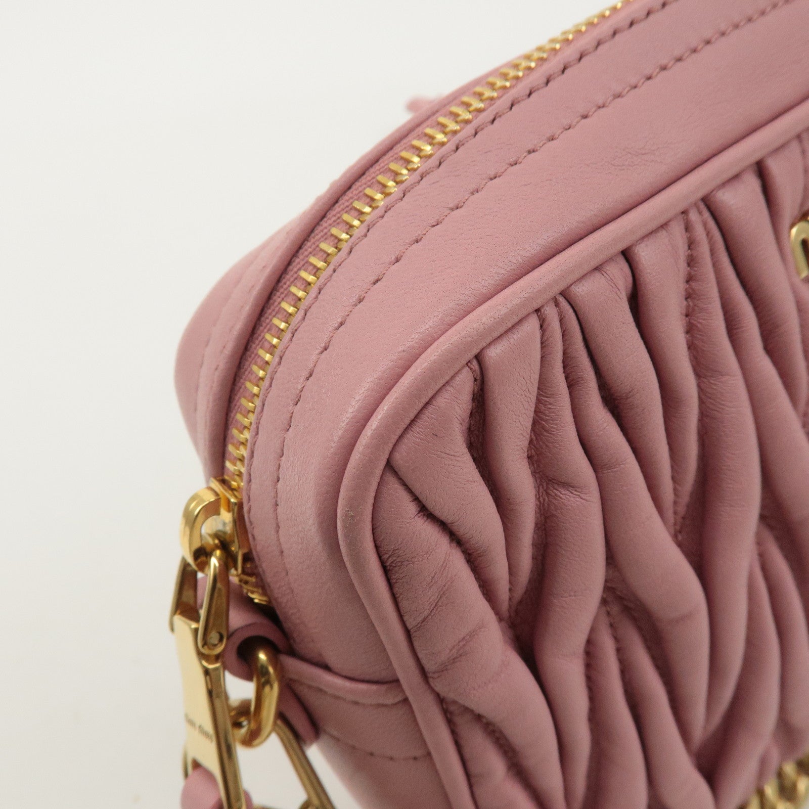 MIU MIU Matelasse Leather Chain Shoulder Bag Pink