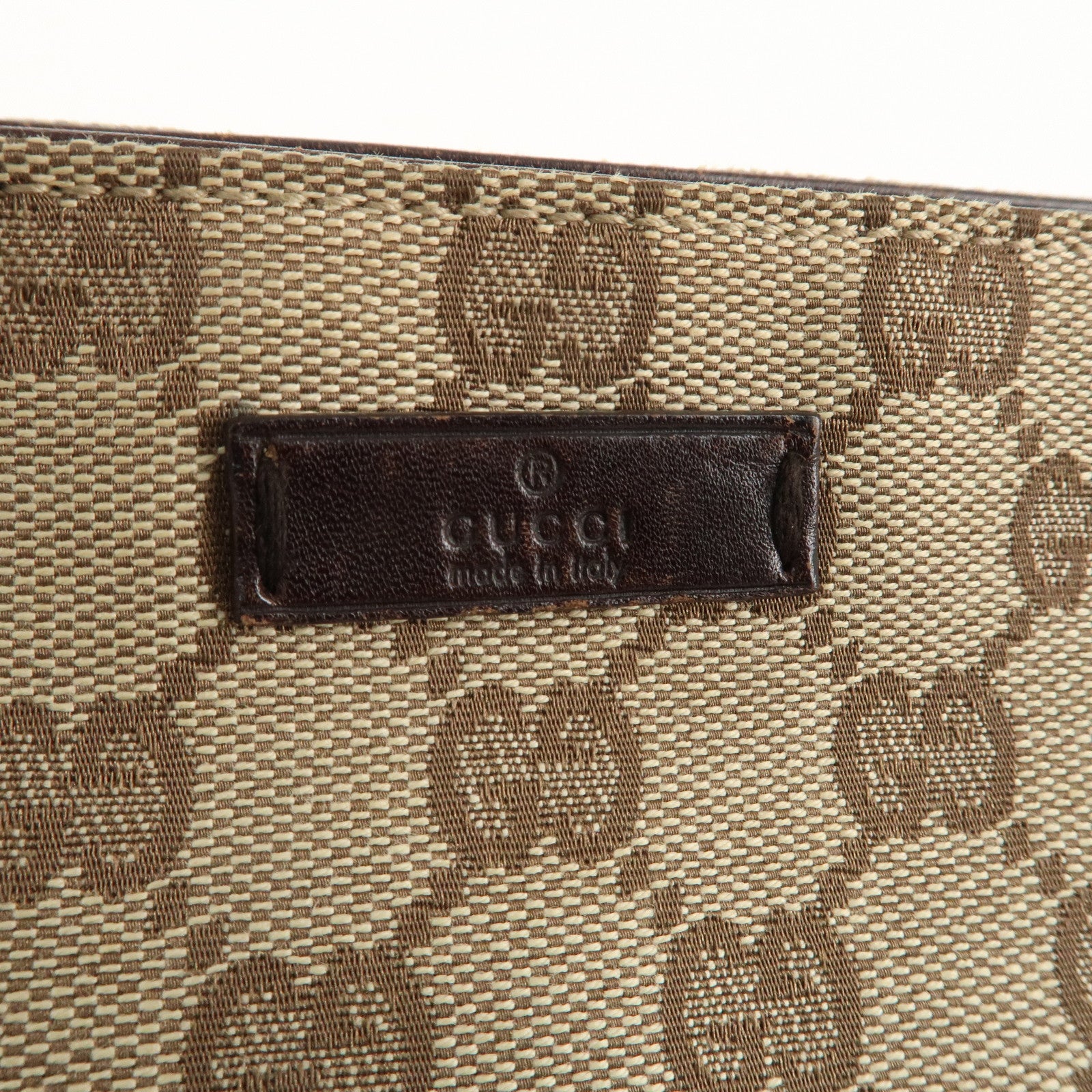 GUCCI GG Canvas Leather Hand Bag Beige Brown 106644