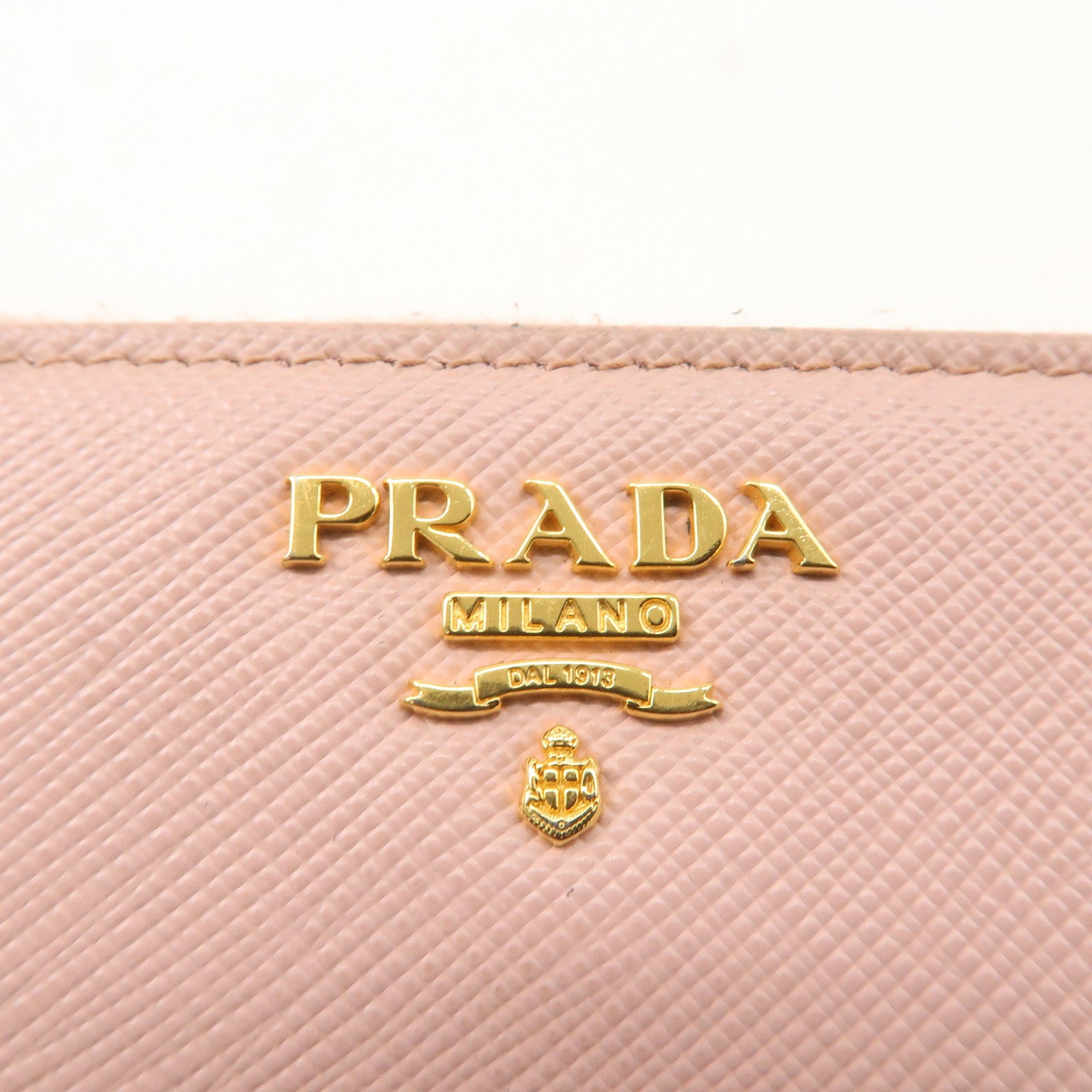 PRADA Logo Leather Round Zipper Long Wallet Pink 1ML506