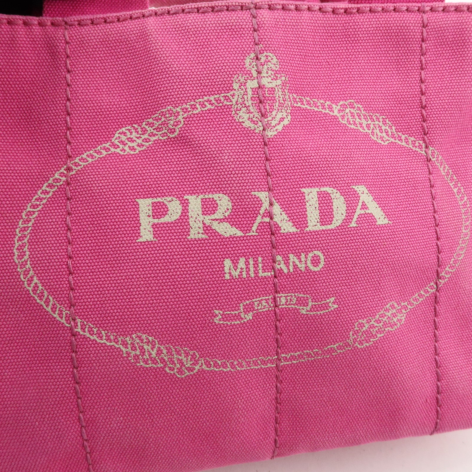 PRADA Canapa Mini Canvas Tote Bag Hand Bag Pink BN2439