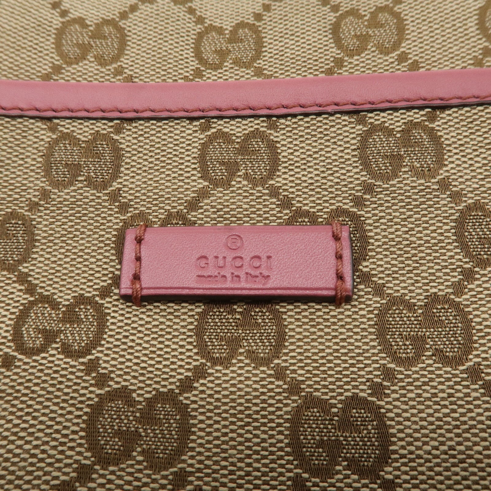 GUCCI GG Canvas Leather Tote Bag Hand Bag Beige Pink 388929