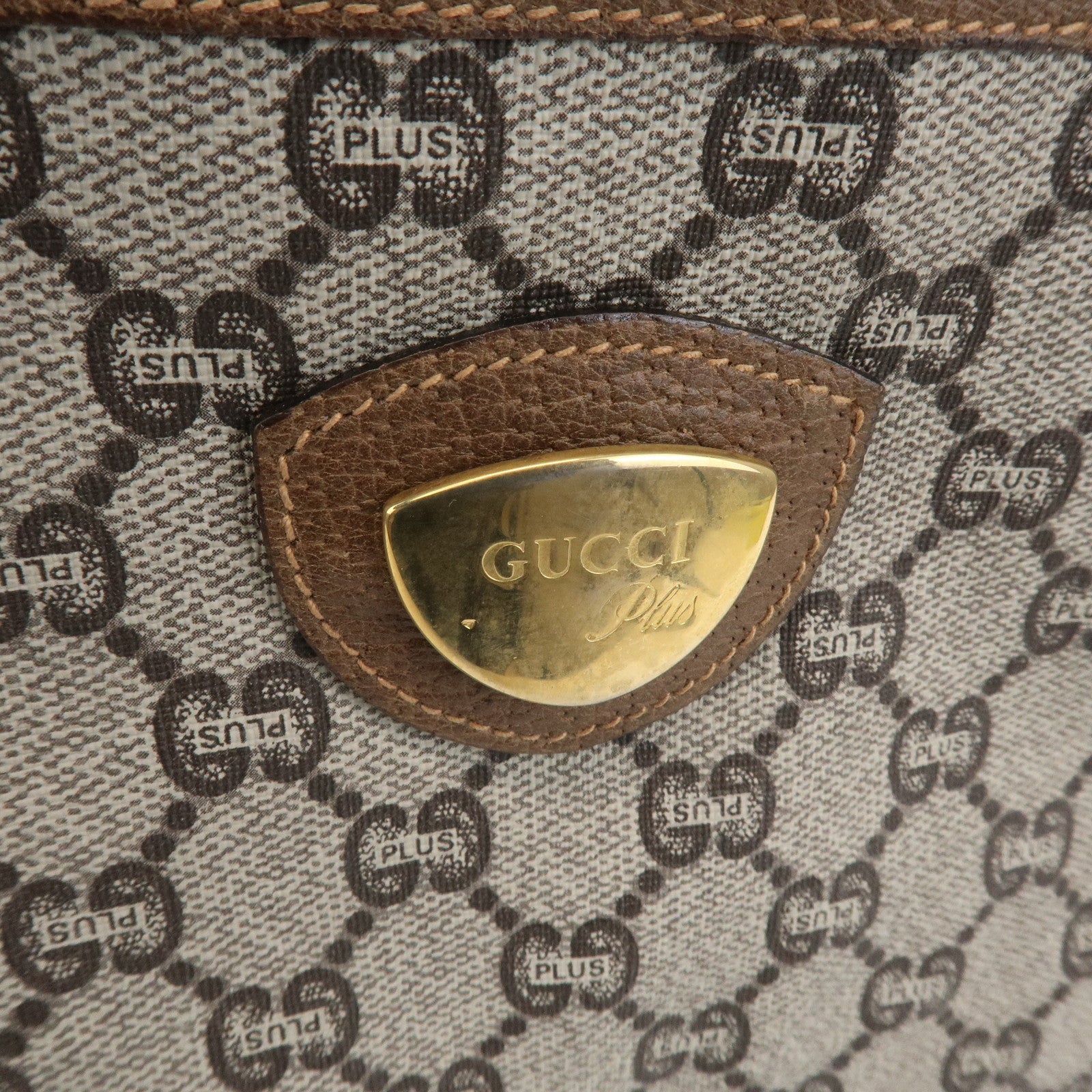 GUCCI Old Gucci Sherry GG Plus Leather Travel Bag Boston Bag