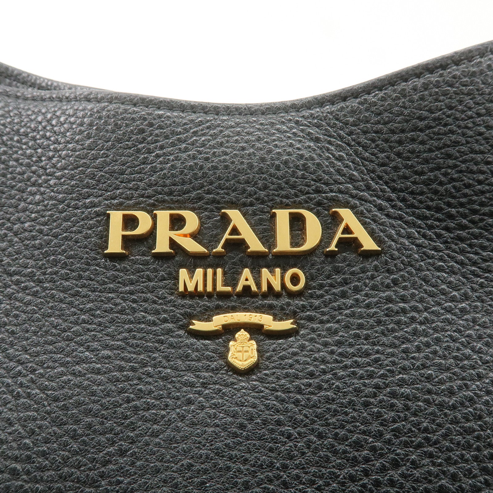 PRADA Logo Leather Shoulder Bag Black NERO 1BC166