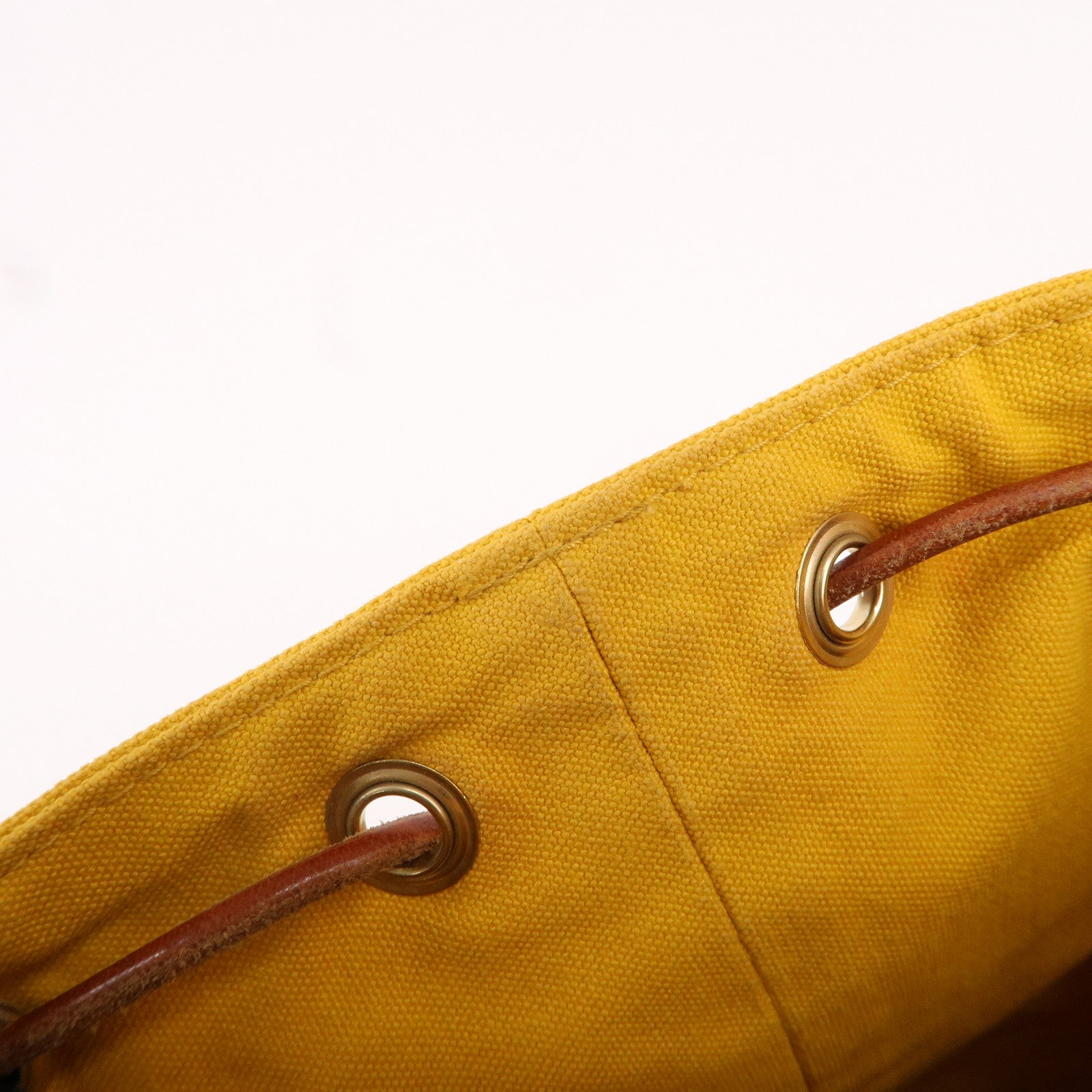 HERMES Canvas Leather Porochon Mimil PM Shoulder Bag Yellow