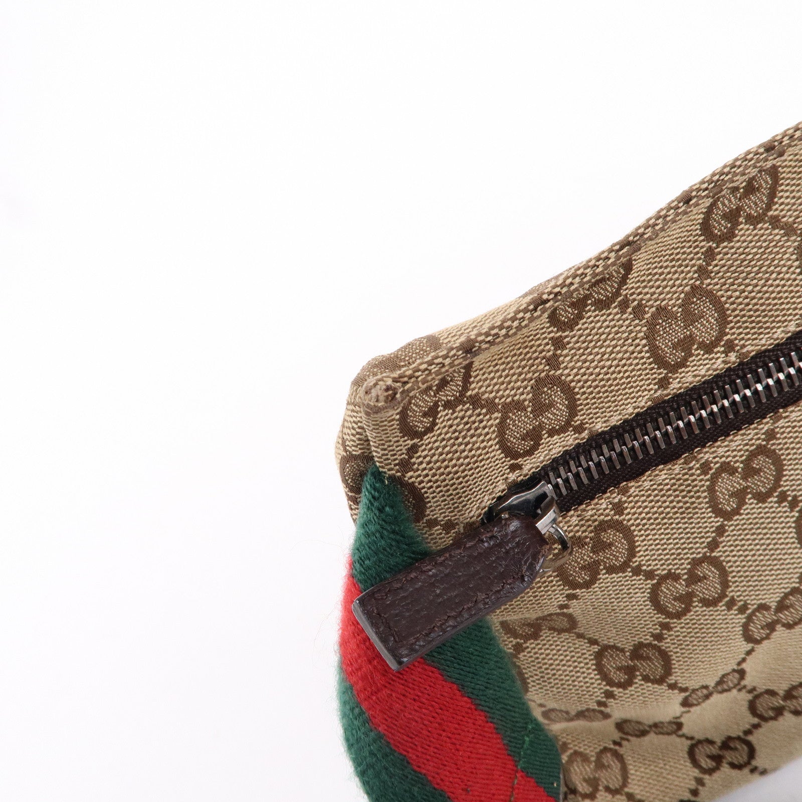 GUCCI Sherry GG Canvas Leather Waist Bag Beige Brown 28566