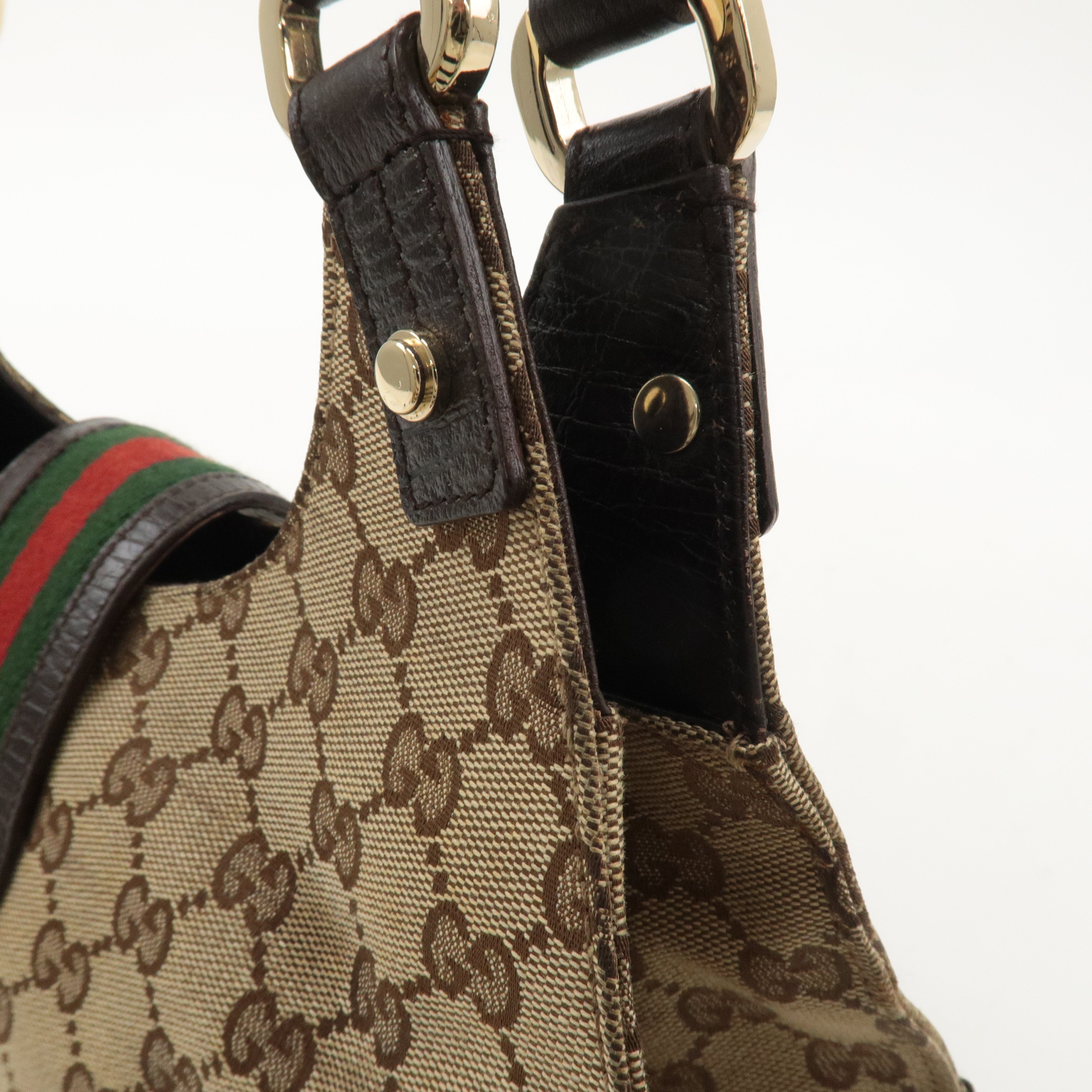 GUCCI Sherry GG Canvas Leather Shoulder Bag Beige Brown 130995