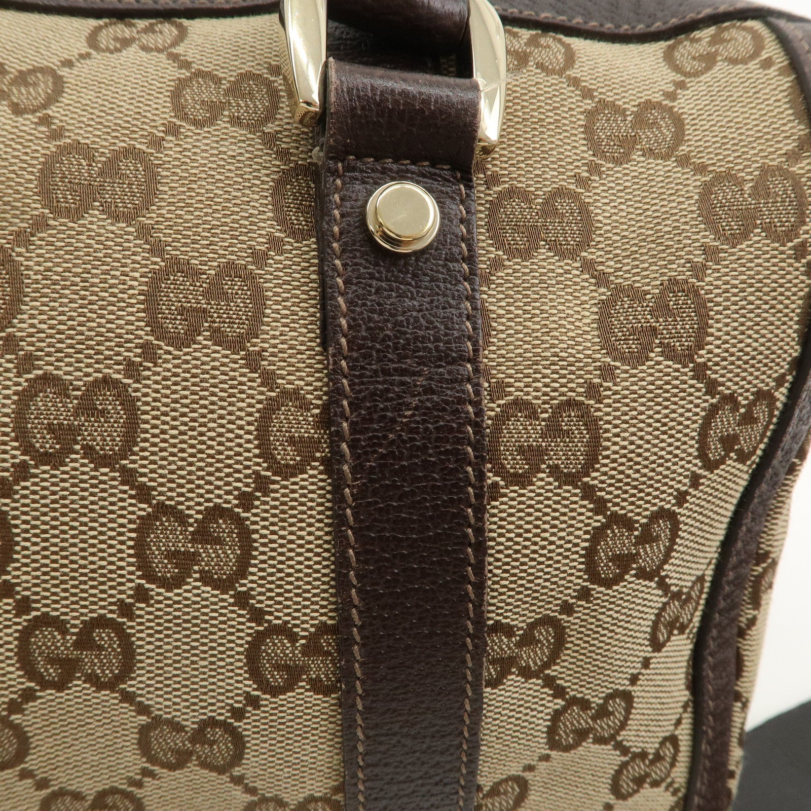 GUCCI Abbey GG Canvas Leather Mini Boston Bag Beige Brown 130942