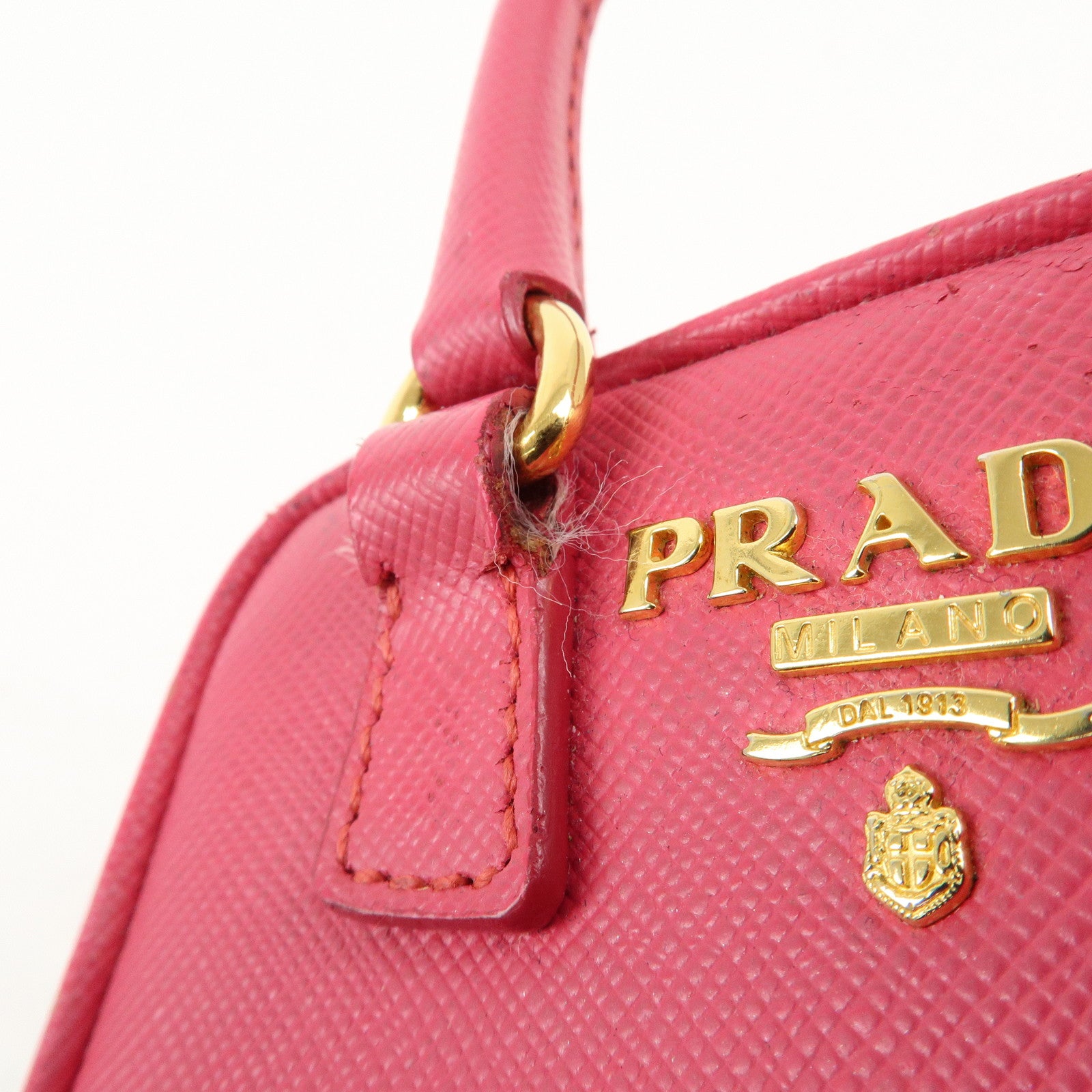 PRADA Logo Safiano Leather Mini Hand Bag Mini Pouch Pink