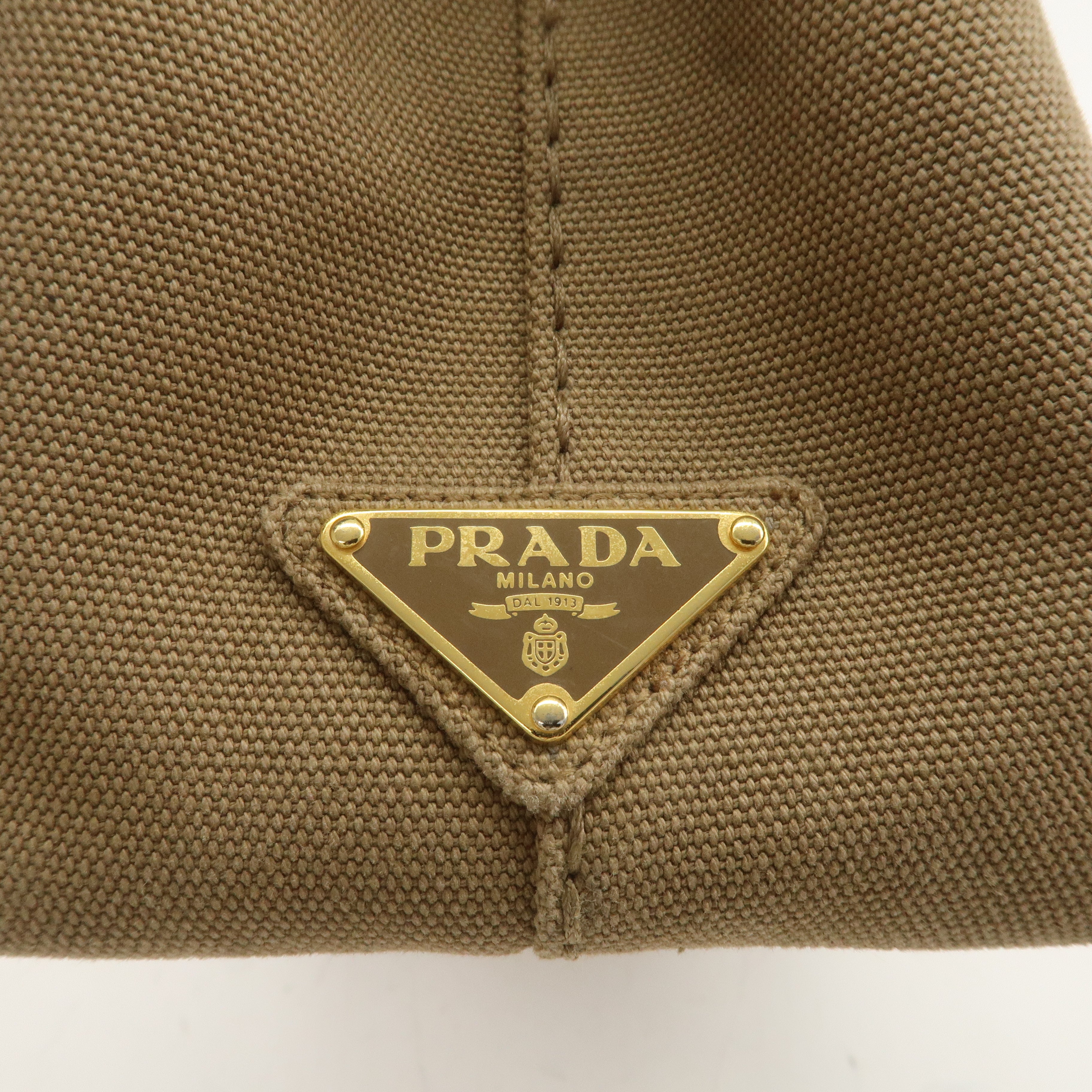 PRADA Logo Canapa Mini Canvas 2Way Shoulder Bag LIght Brown 1BG439