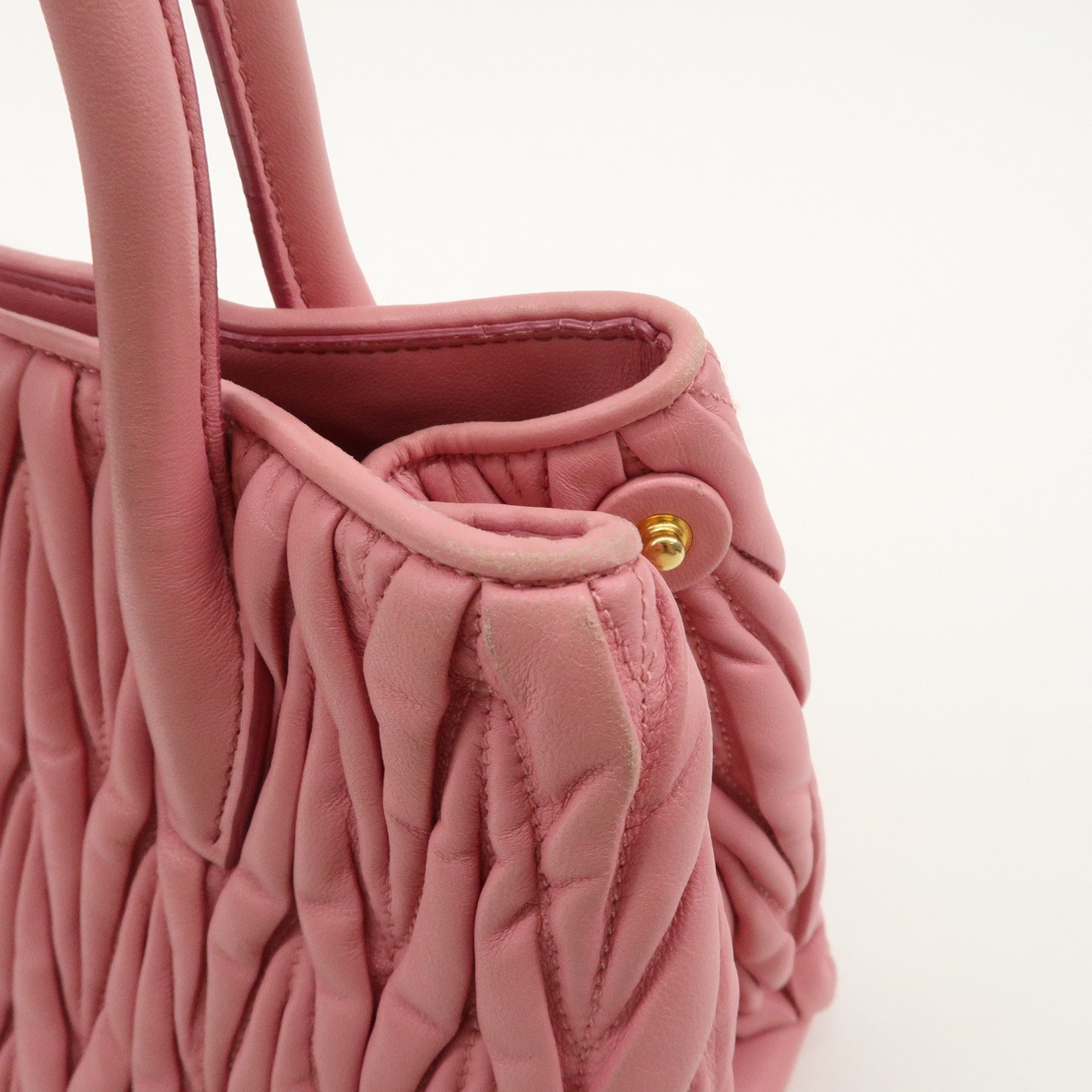 MIU MIU Matelasse Leather 2Way Shoulder Hand Bag Pink RN1069