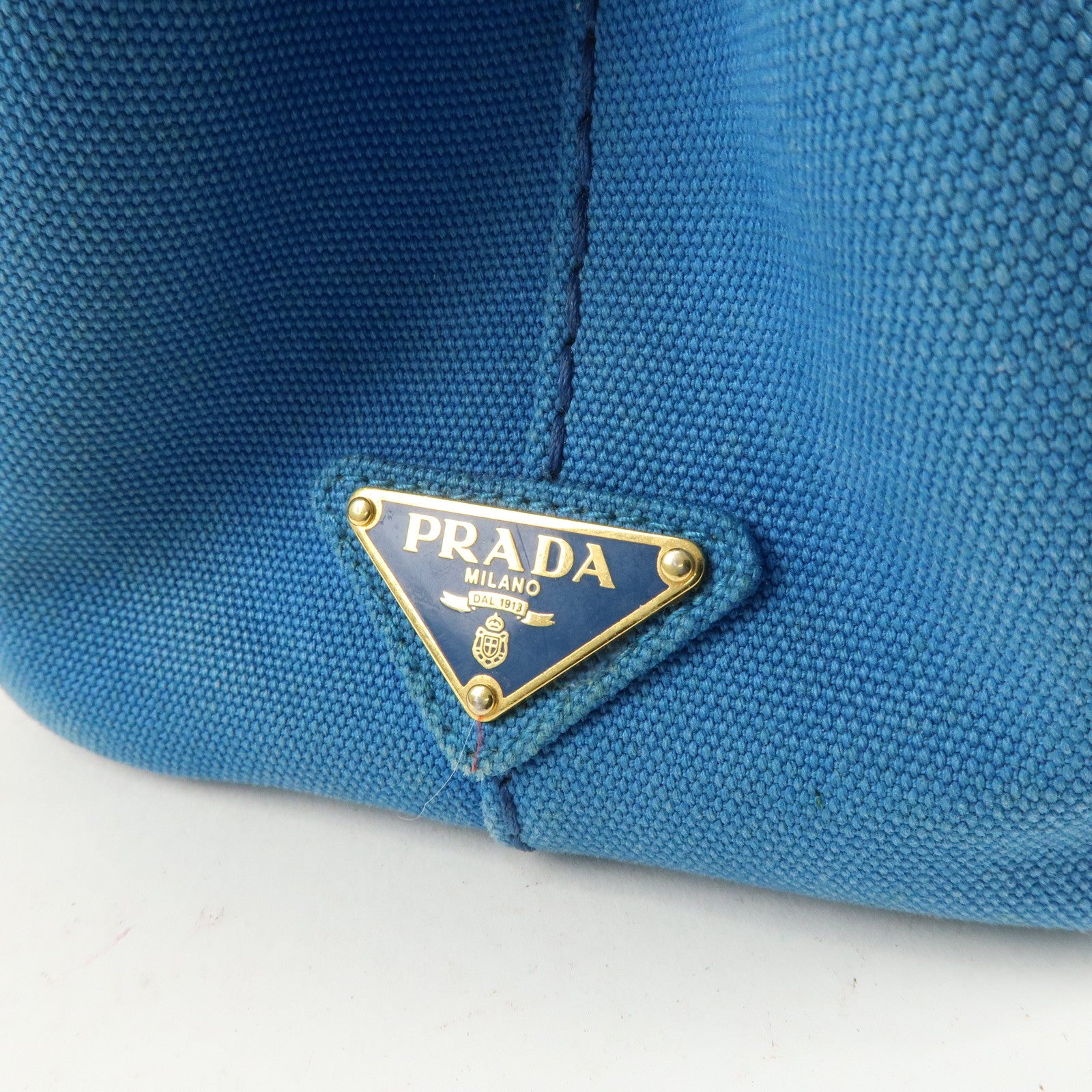 PRADA Logo Canapa Mini Canvas Tote Bag Hand Bag Blue