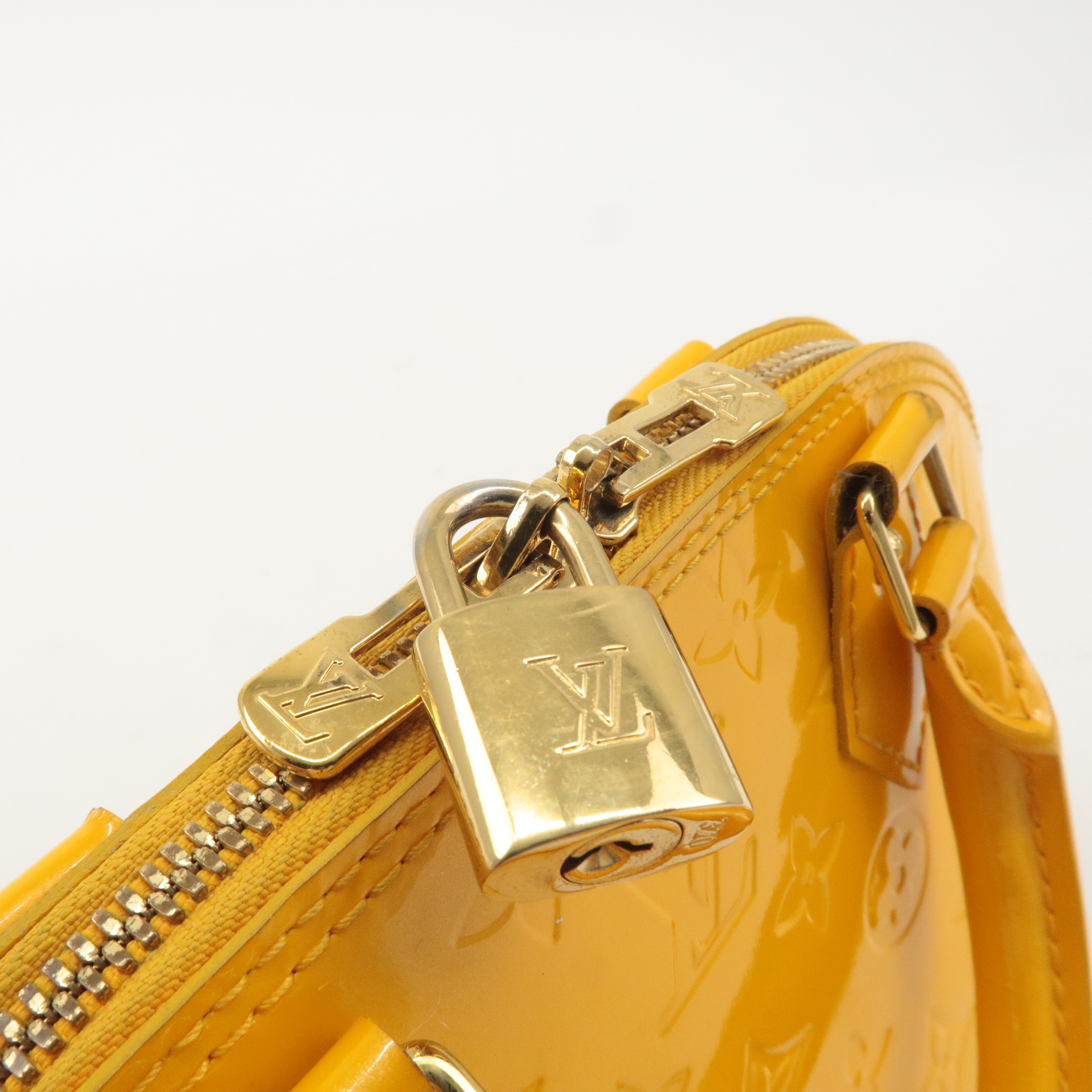 Louis Vuitton Monogram Vernis Alma BB 2Way Bag Yellow M91697