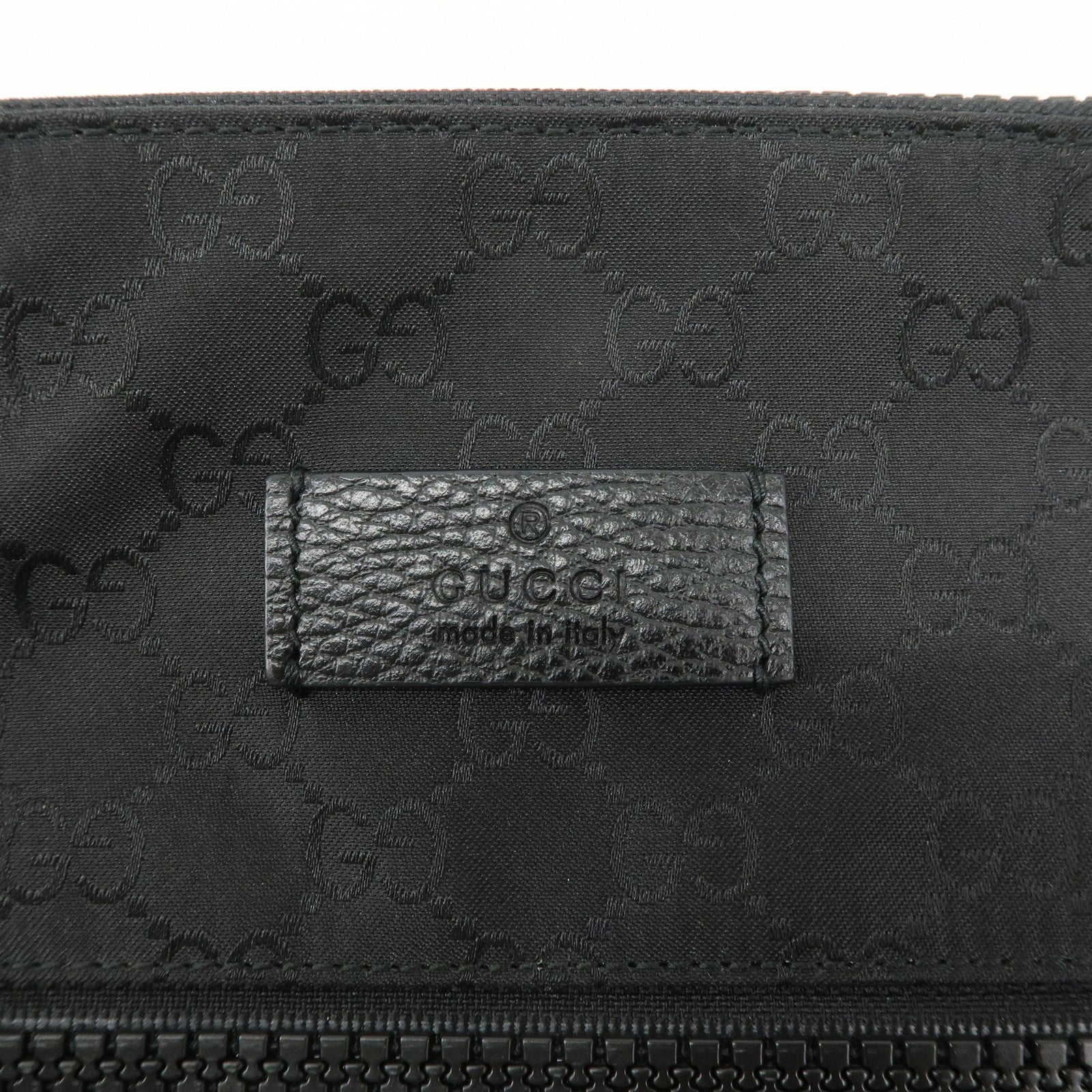 GUCCI Sherry GG Nylon Leather Shoulder Bag Black Gray 449185