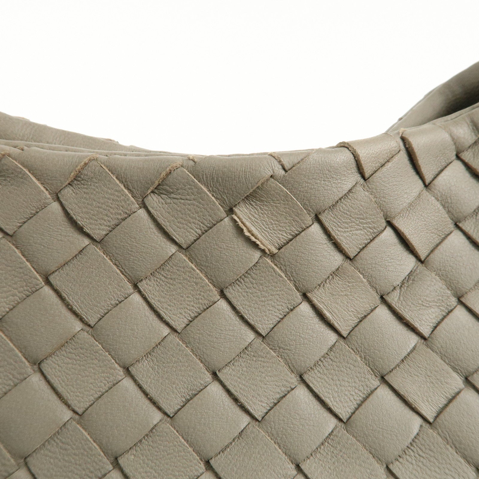 BOTTEGA VENETA Intrecciato Campana Shoulder Bag Gray 125787