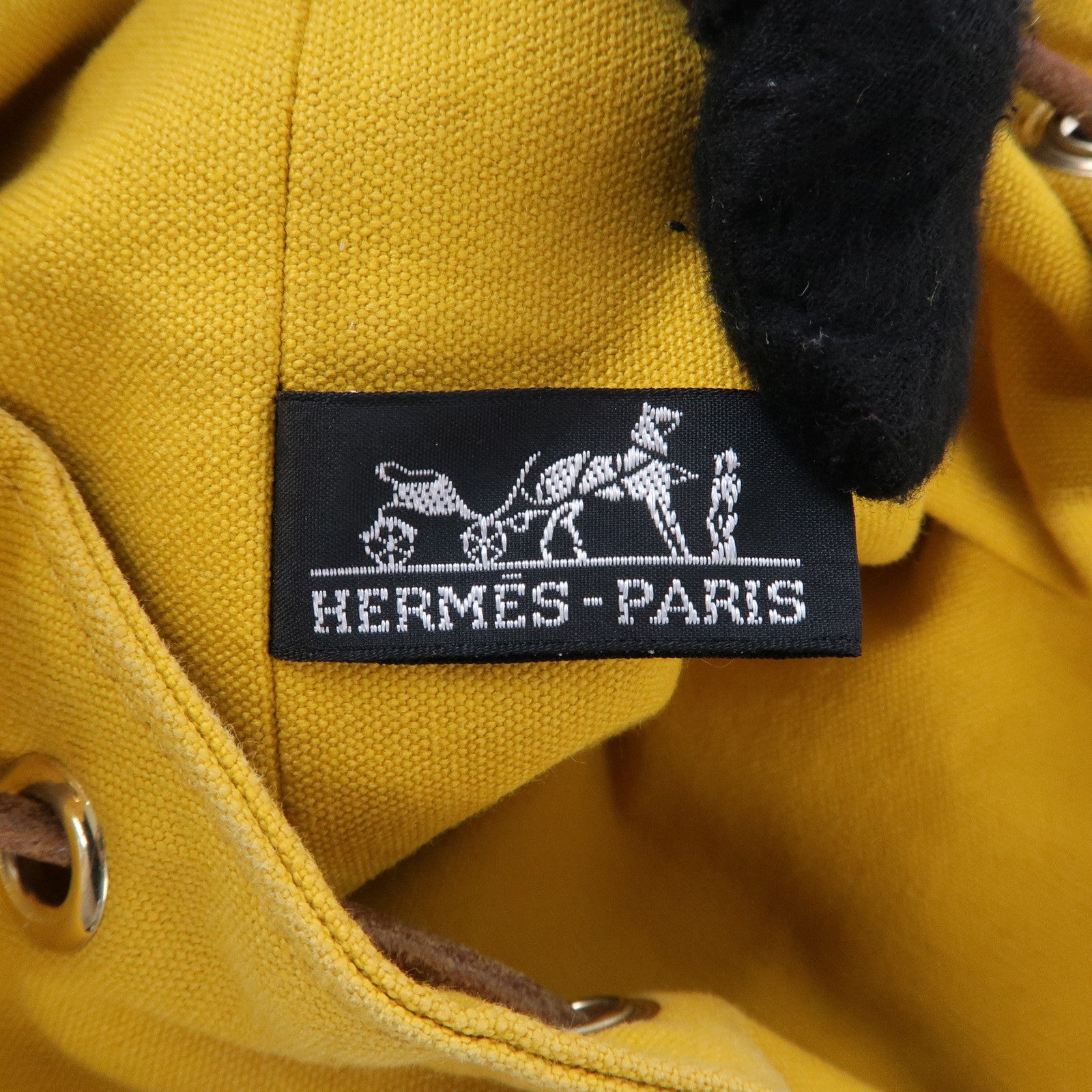 HERMES Canvas Leather Porochon Mimil PM Shoulder Bag Yellow