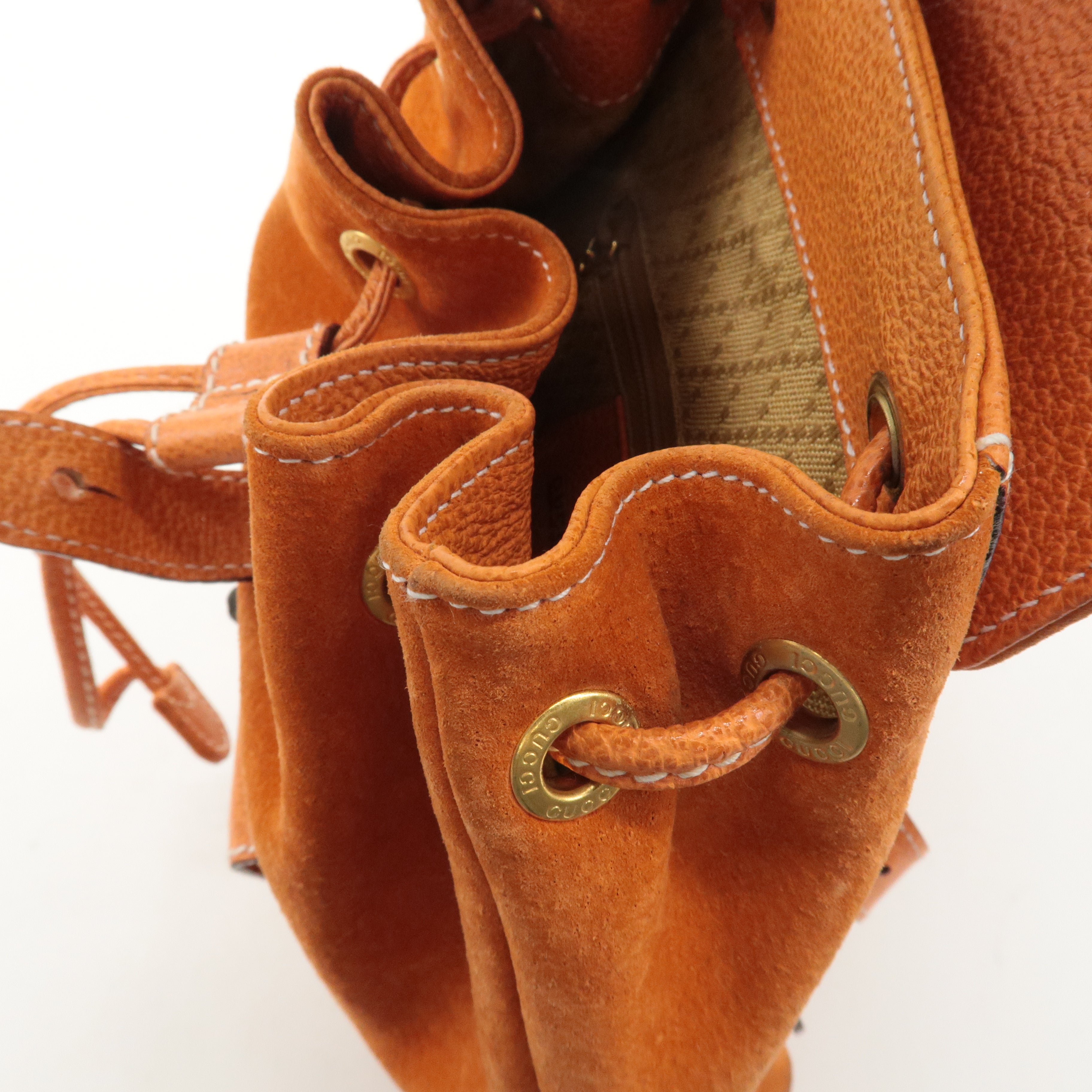 GUCCI Bamboo Suede Back Pack Orange 003･2058･0030