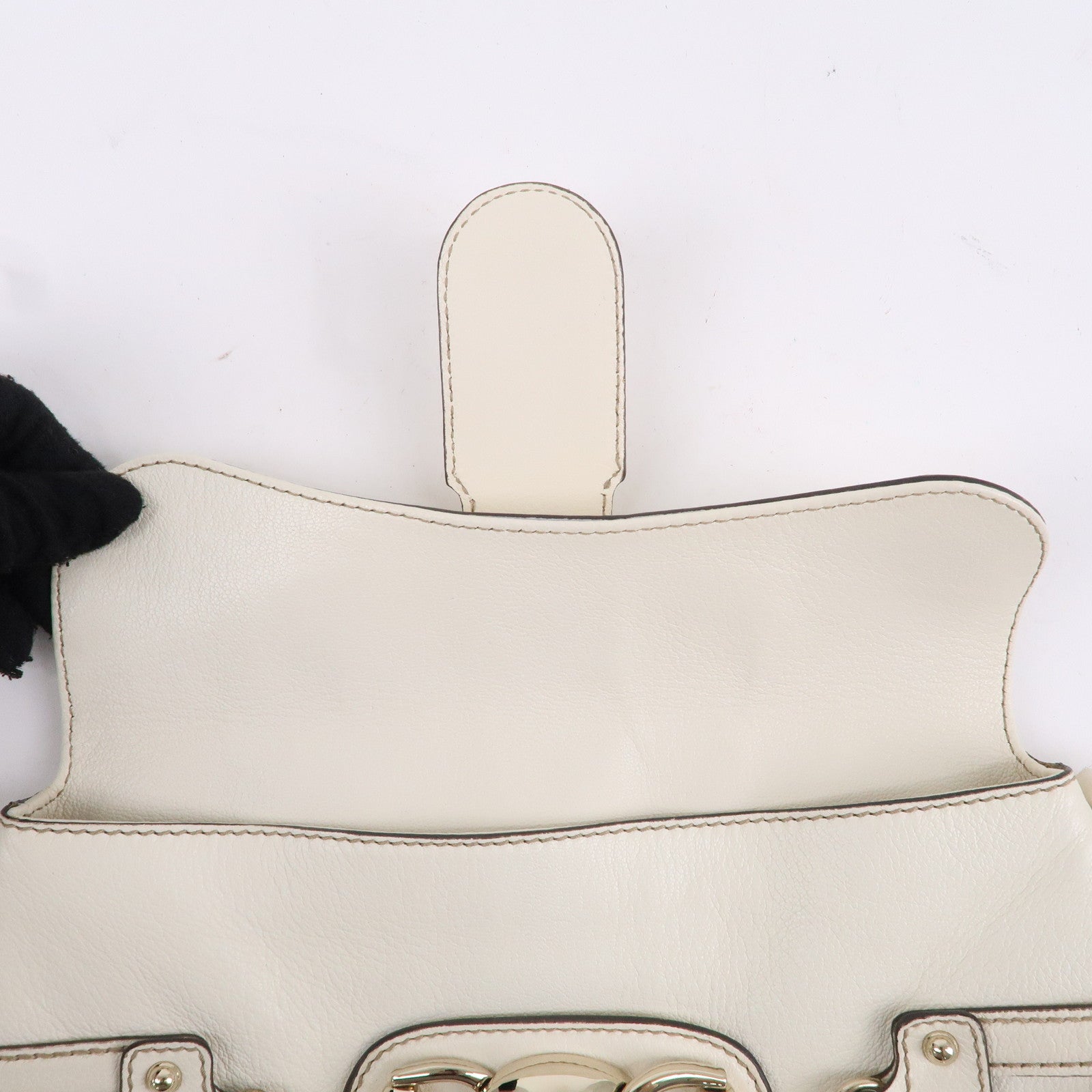 GUCCI Horsebit GG Leather Shoulder Bag Hand Bag White 159402