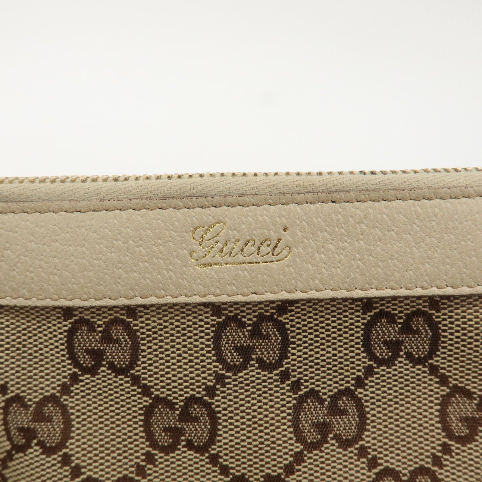 GUCCI Abbey GG Canvas Leather Tote Bag Beige Ivory 141470