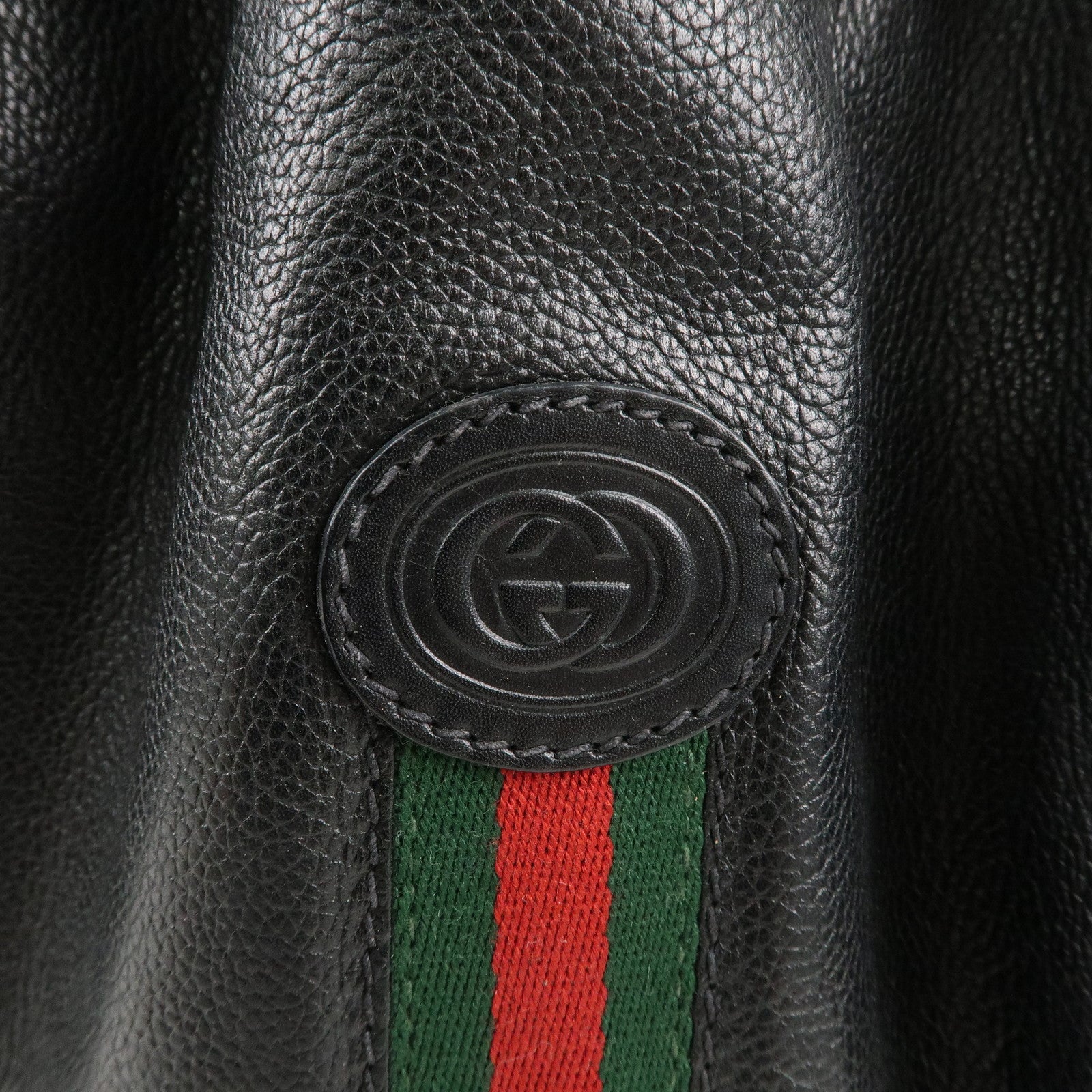 GUCCI Old Gucci Sherry Leather Shoulder Bag Black 001.105.0913